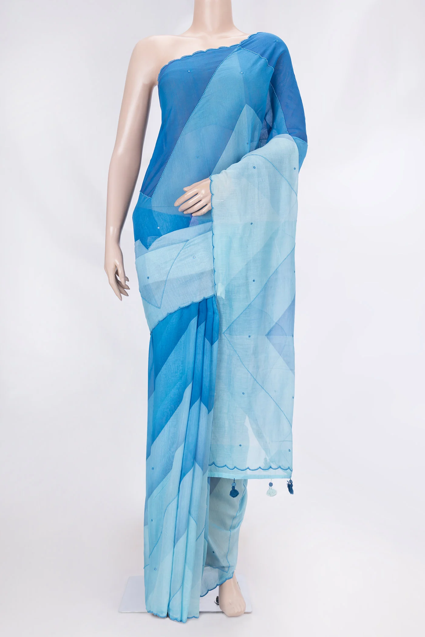 Blue Dual Tone Tussar Saree