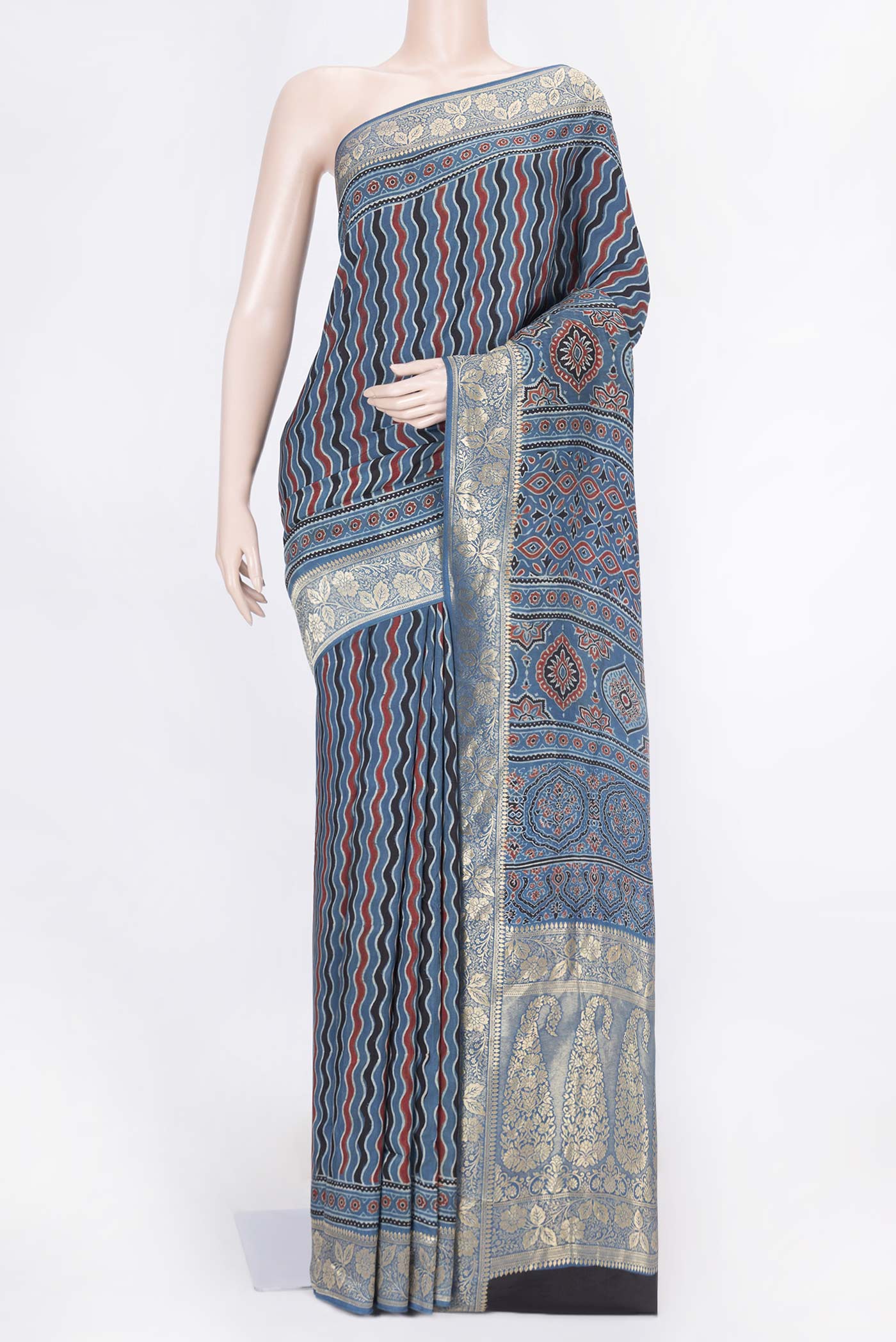 Blue Dual Tone Tussar Silk Saree