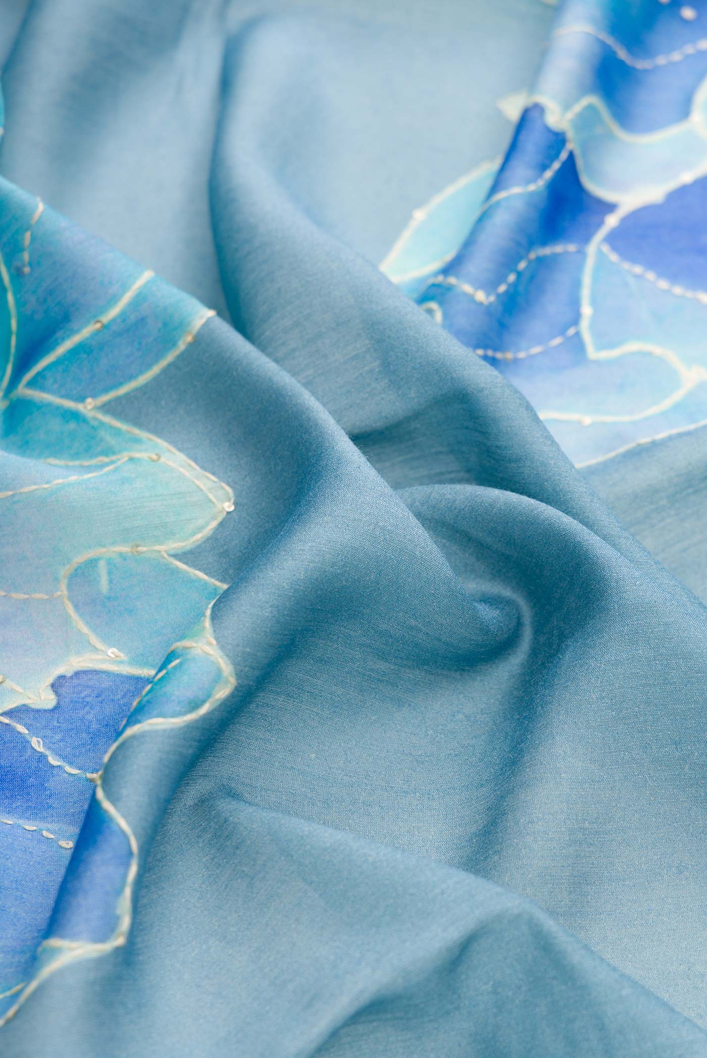 Blue Dual Tone Tussar Silk Saree - Image 2