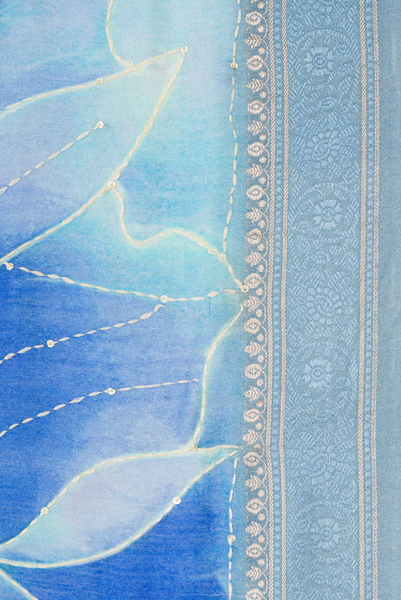 Blue Dual Tone Tussar Silk Saree - Image 3