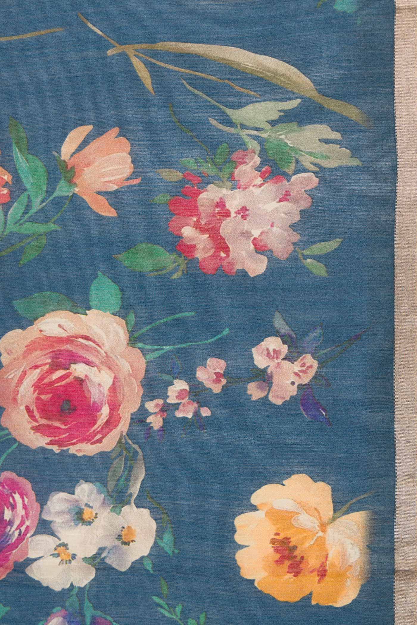 Blue Dual Tone Tussar Silk Saree - Image 3