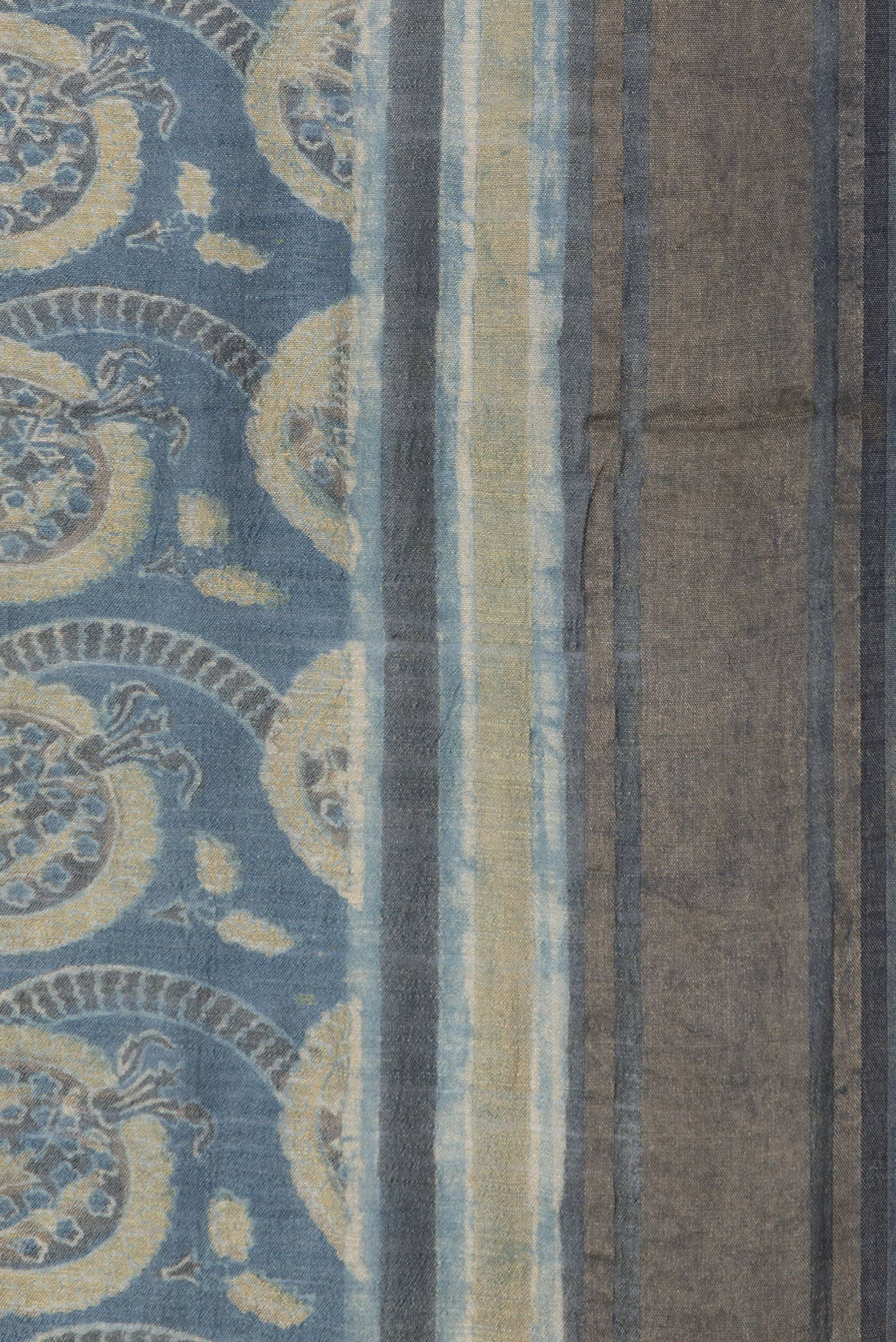 Blue Dual Tone Tussar Silk Saree - Image 3