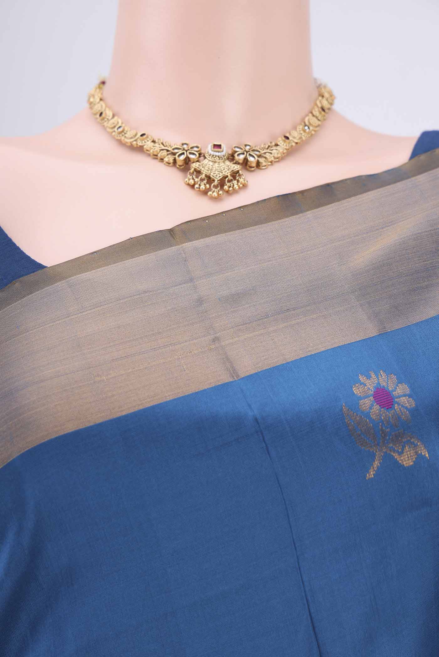 Blue Uppada Silk Saree - Image 2