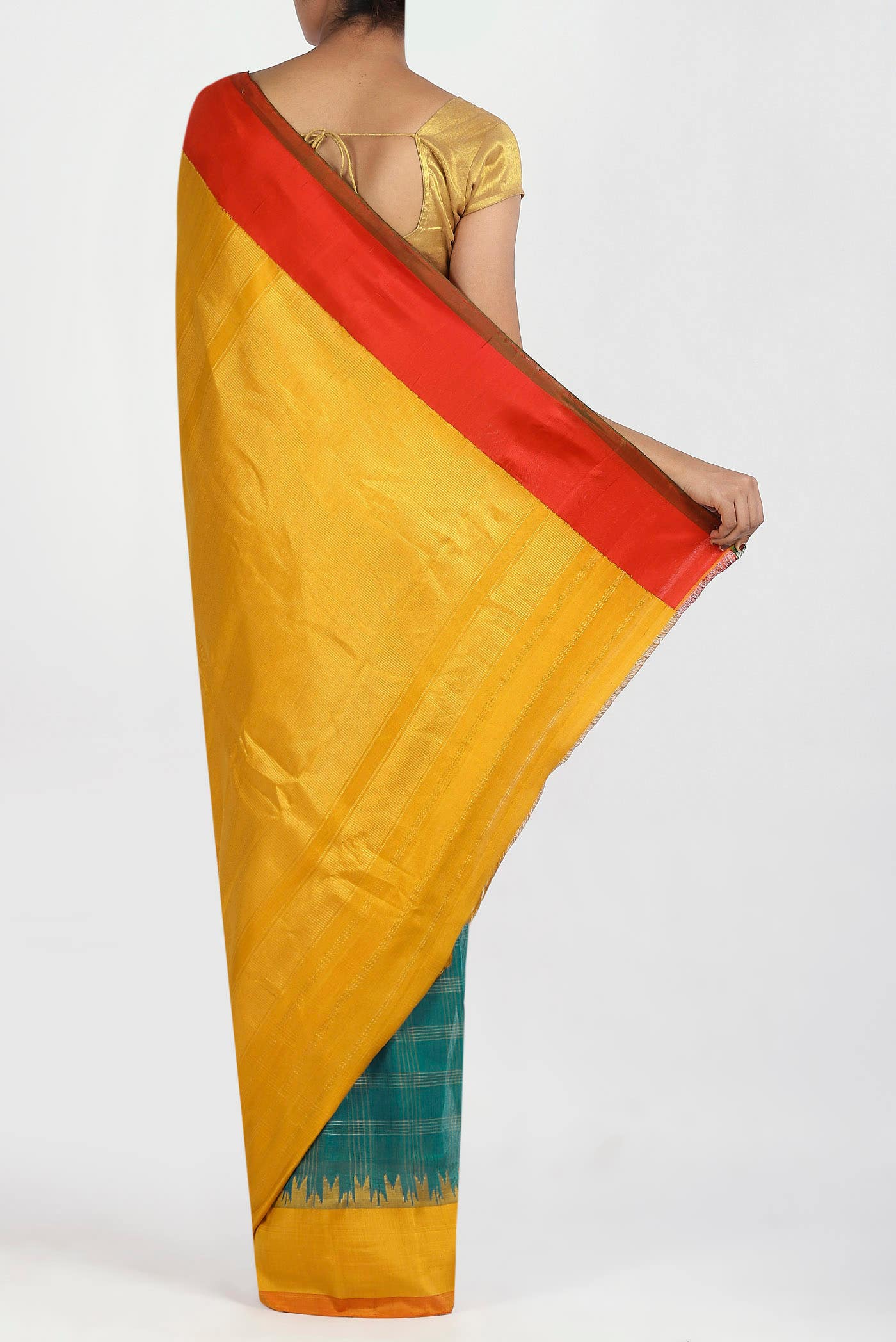 Blue Gadwal Silk Cotton Saree - Image 2