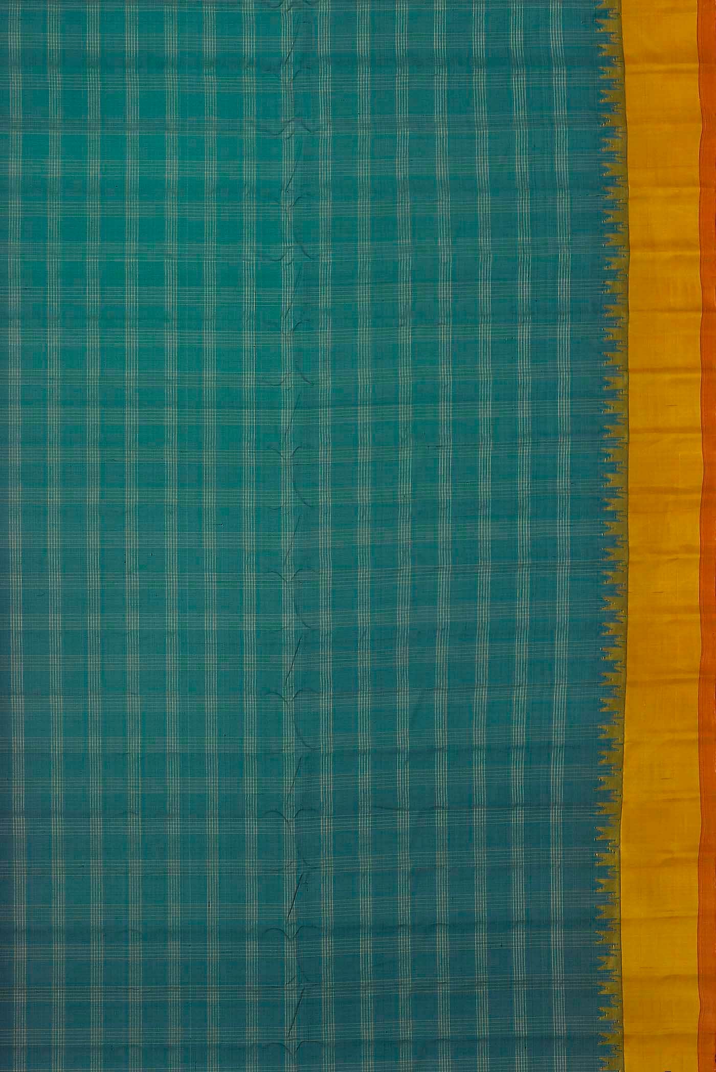 Blue Gadwal Silk Cotton Saree - Image 6