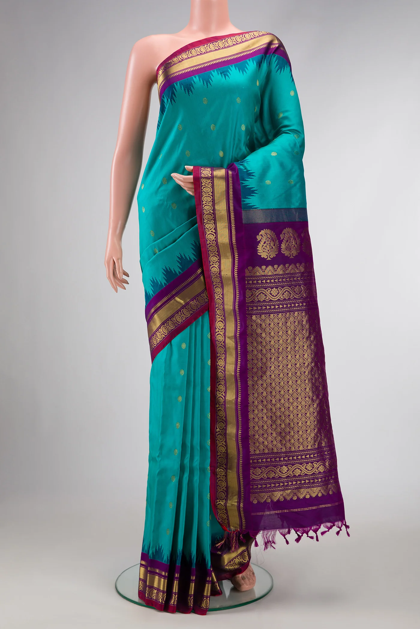 Blue Gadwal Silk Saree