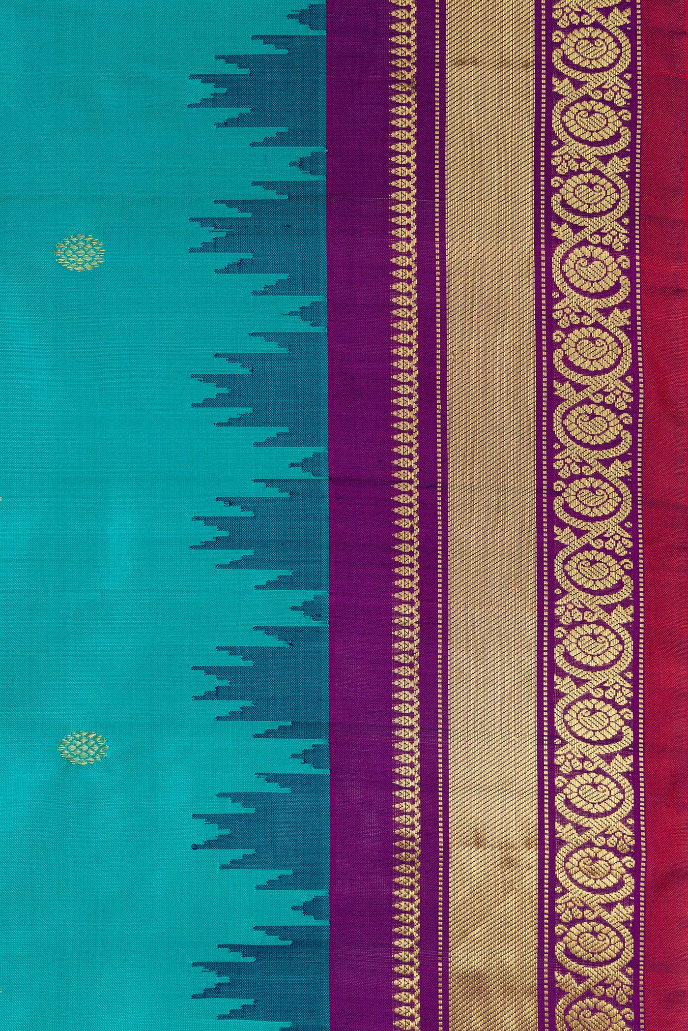 Blue Gadwal Silk Saree - Image 3
