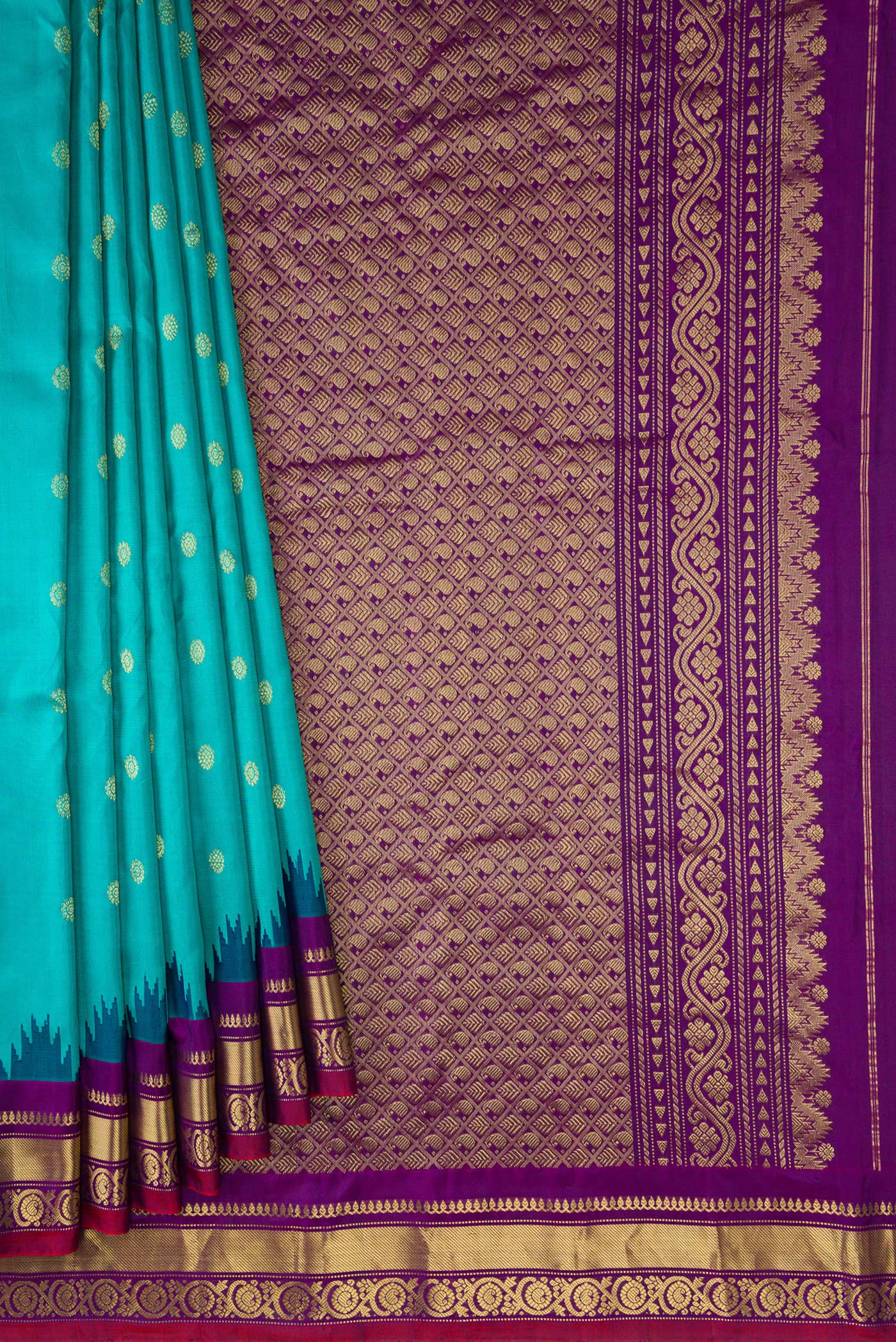Blue Gadwal Silk Saree - Image 4