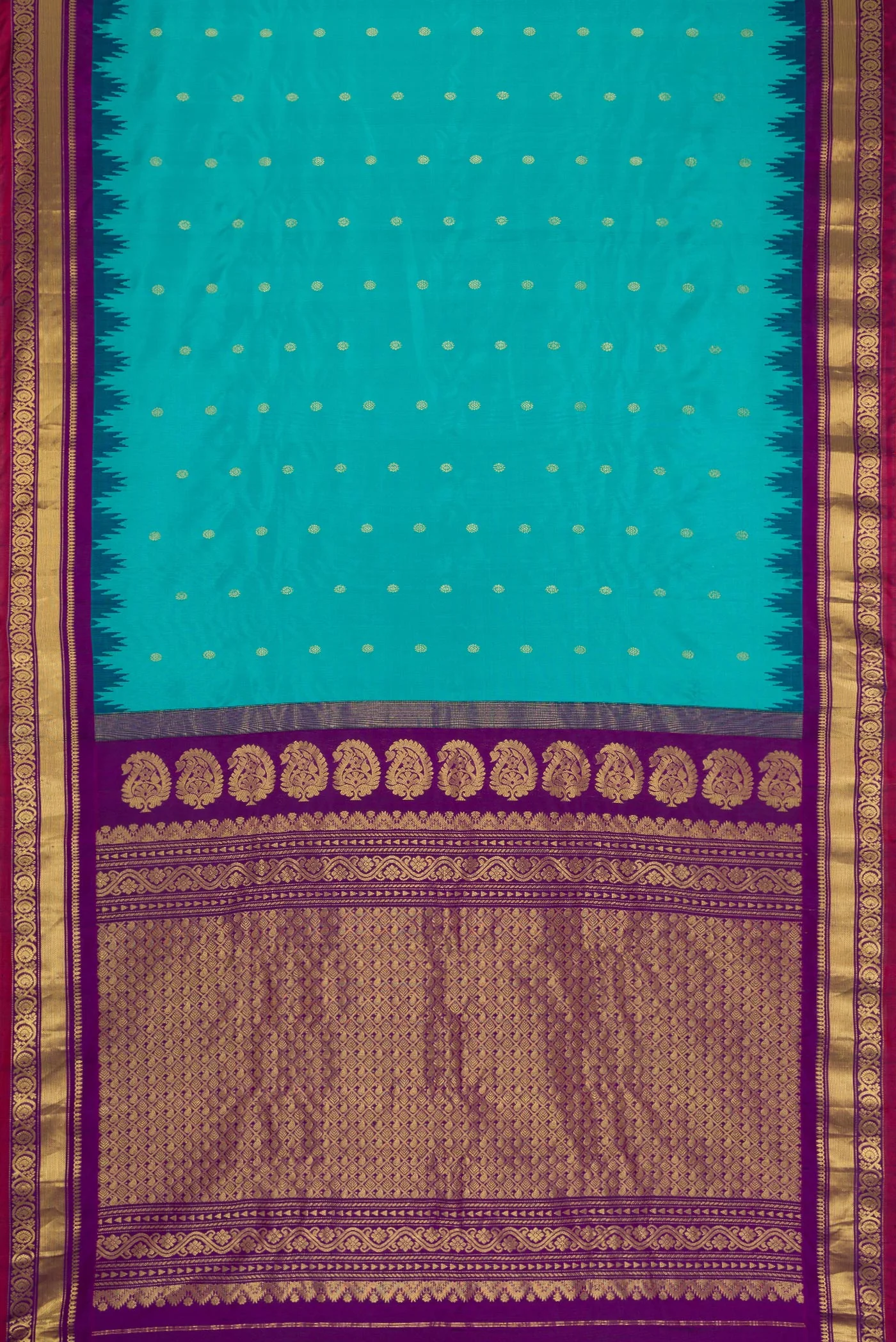 Blue Gadwal Silk Saree - Image 6