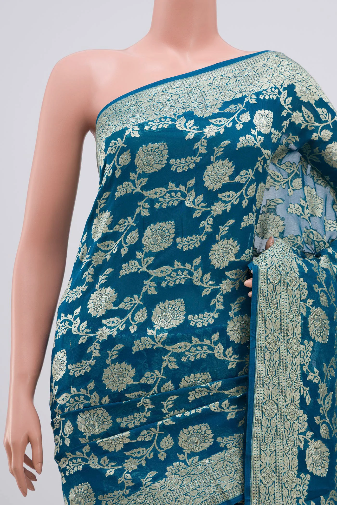Blue Banarasi Georgette Saree - Image 2