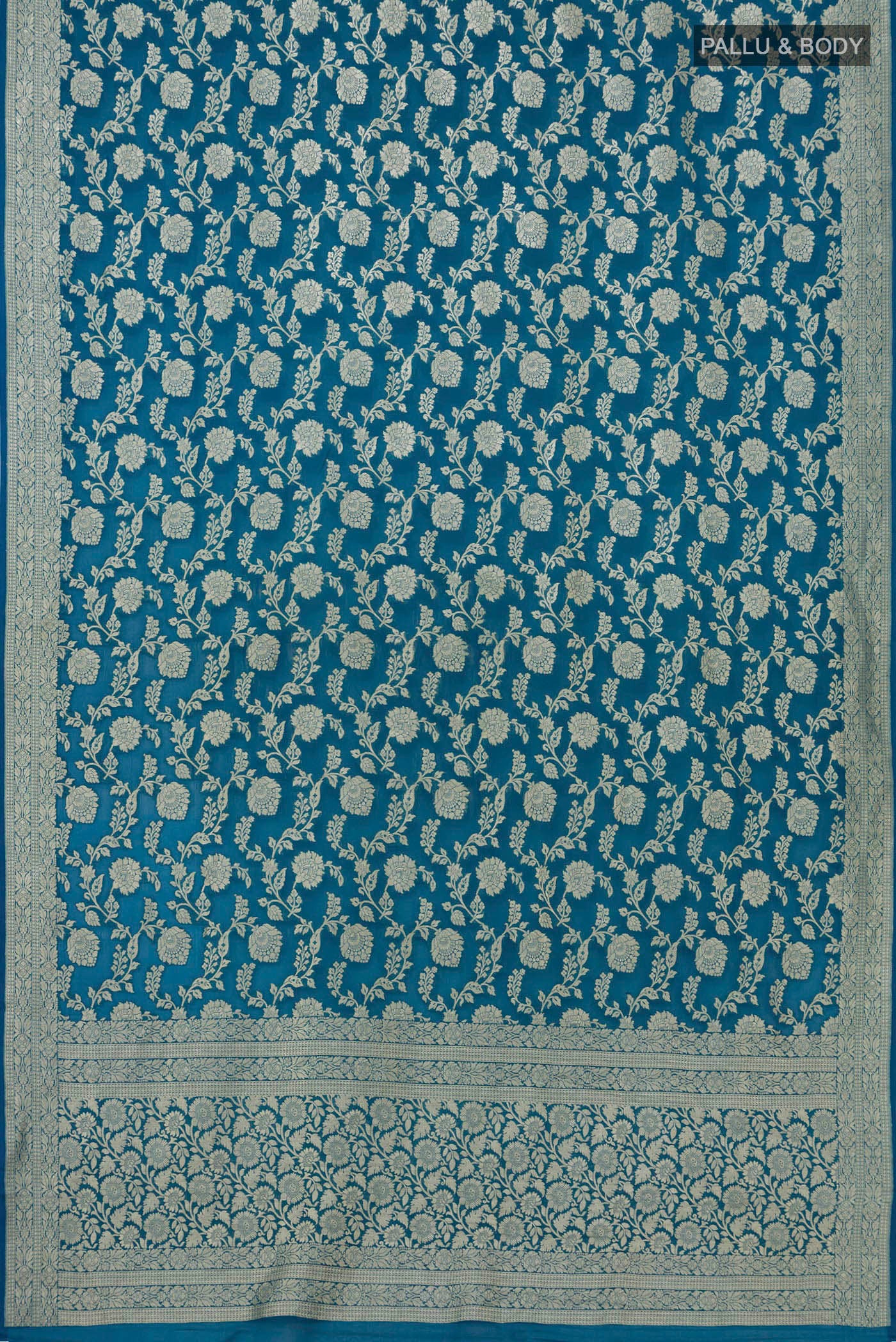 Blue Banarasi Georgette Saree - Image 5