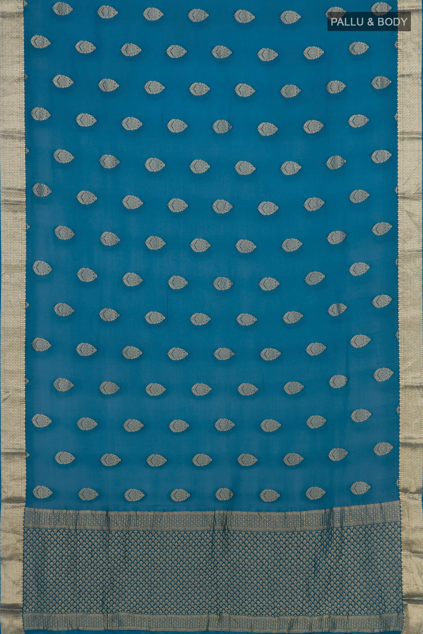 Blue Mysore Georgette Saree - Image 5