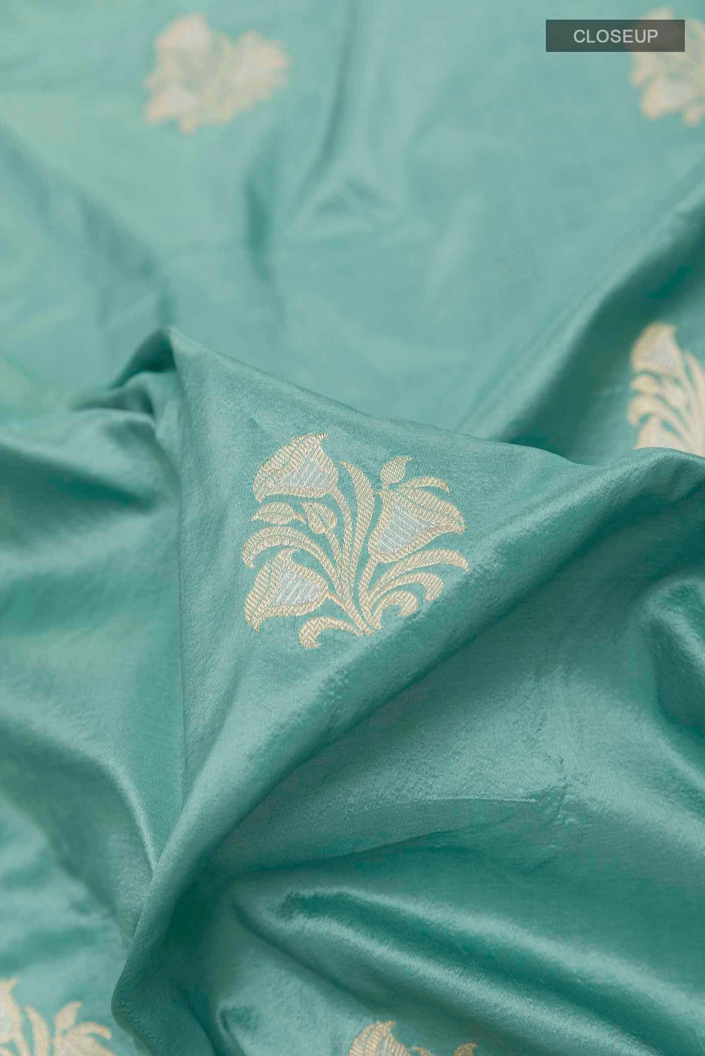 Blue Grey Banarasi Silk Saree - Image 2