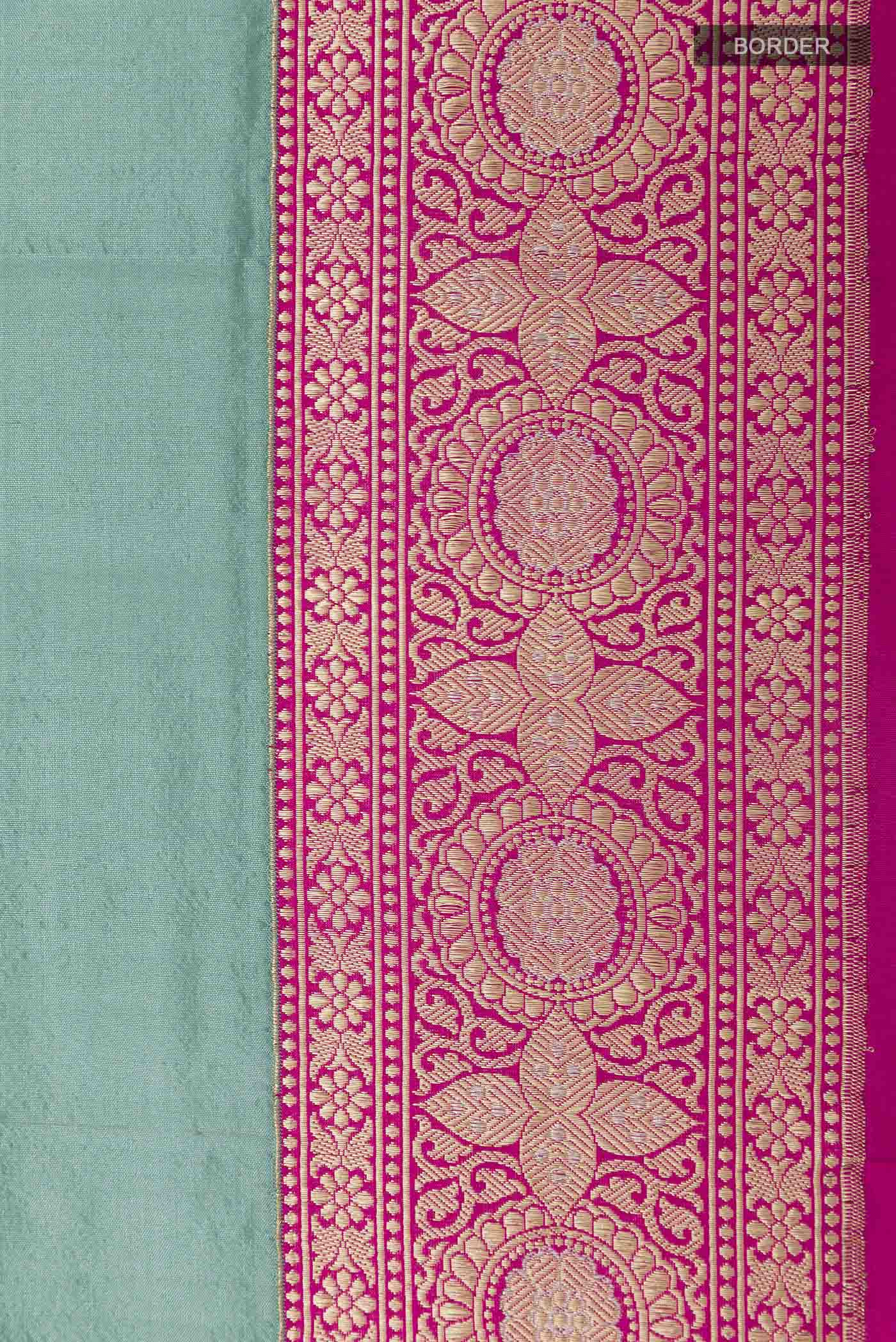 Blue Grey Banarasi Silk Saree - Image 3