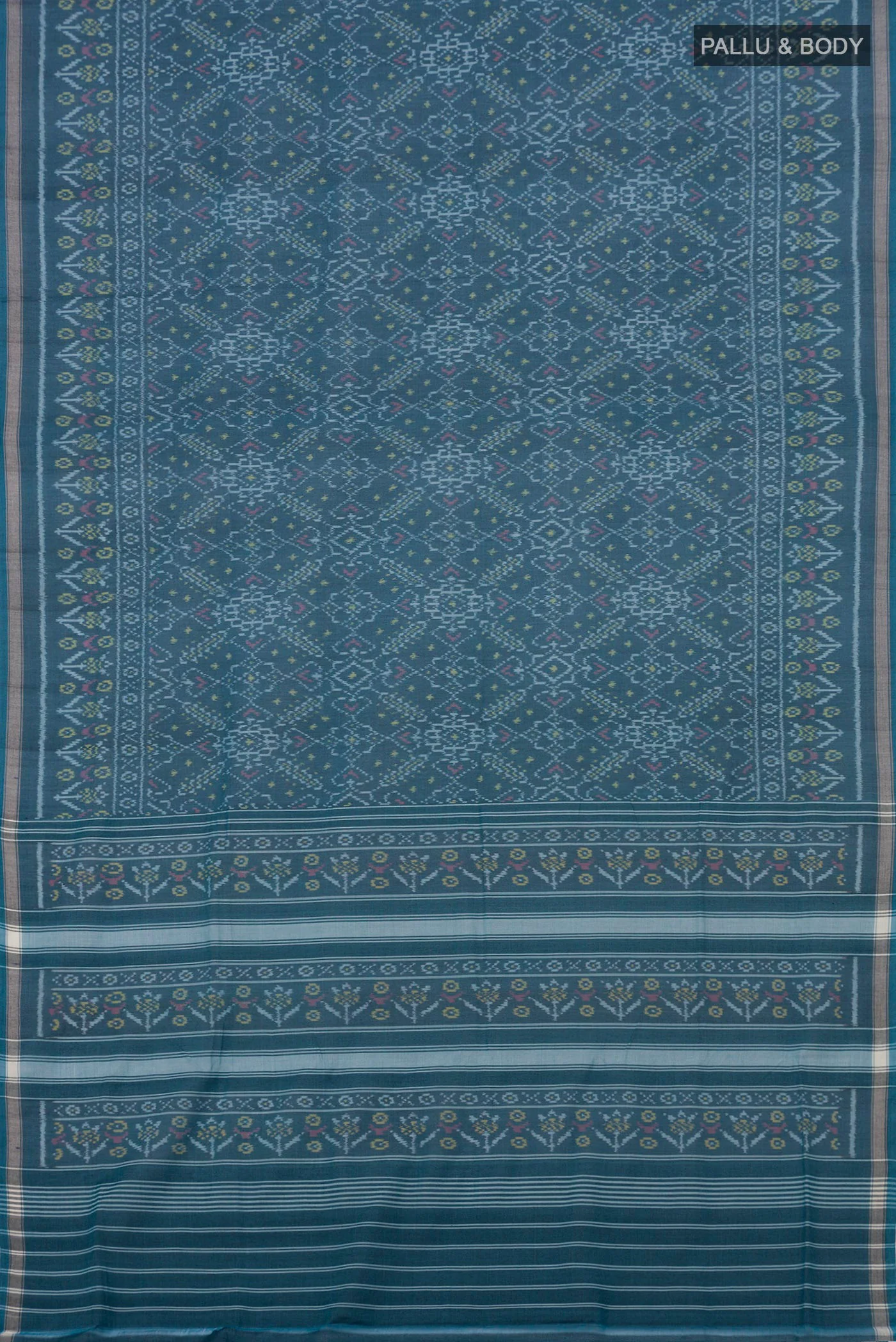 Blue Pochampally Cotton Saree - Image 5