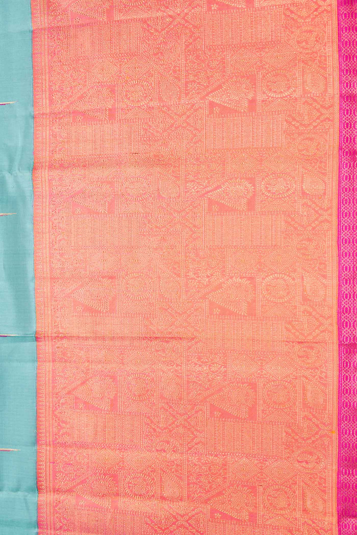 Blue Grey Dual Tone Kanjivaram Silk Saree - Image 3