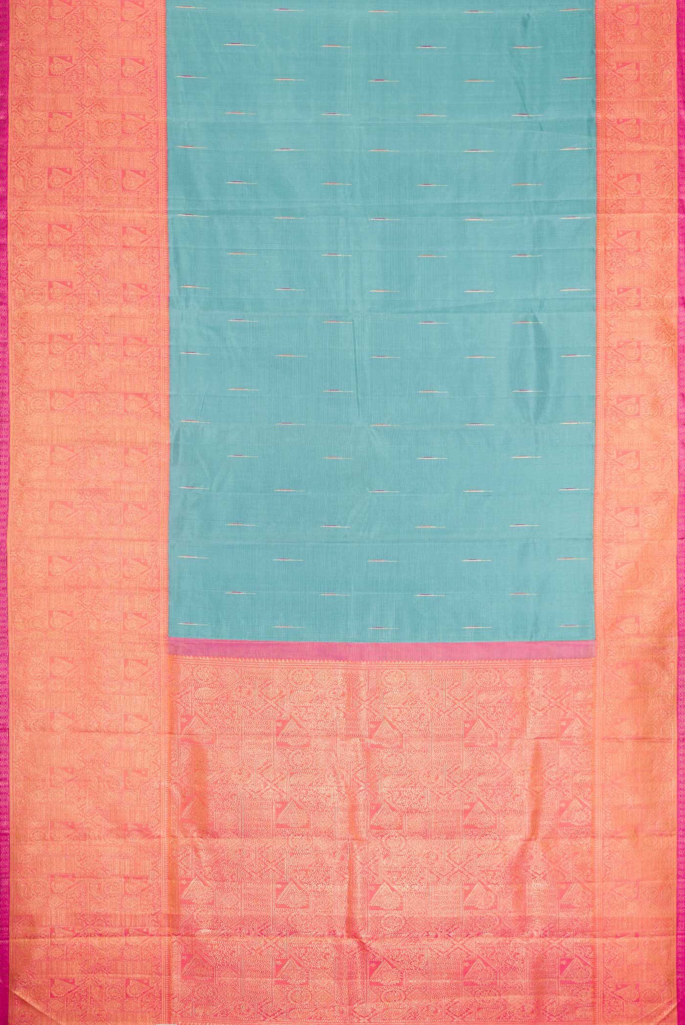 Blue Grey Dual Tone Kanjivaram Silk Saree - Image 6