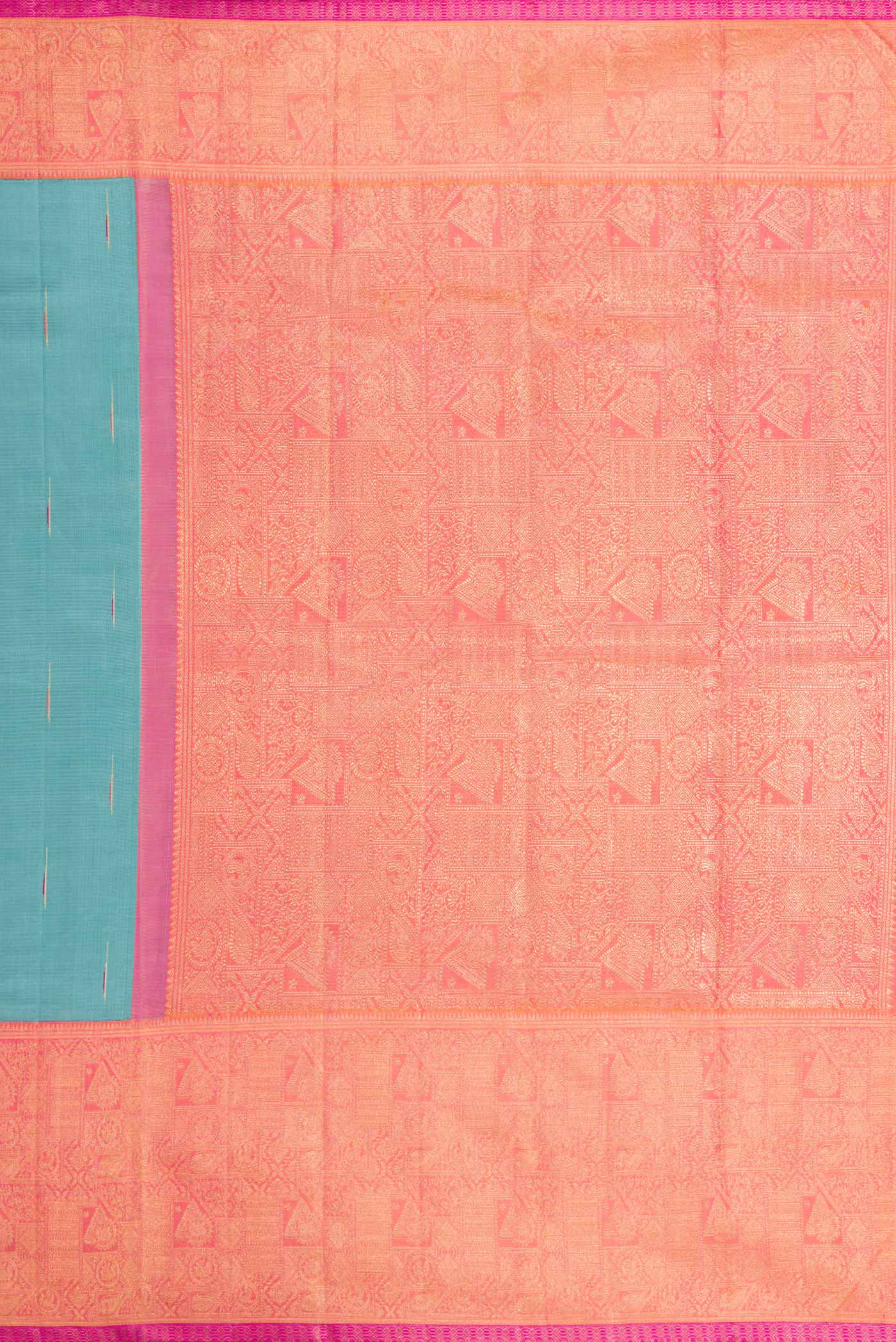 Blue Grey Dual Tone Kanjivaram Silk Saree - Image 7