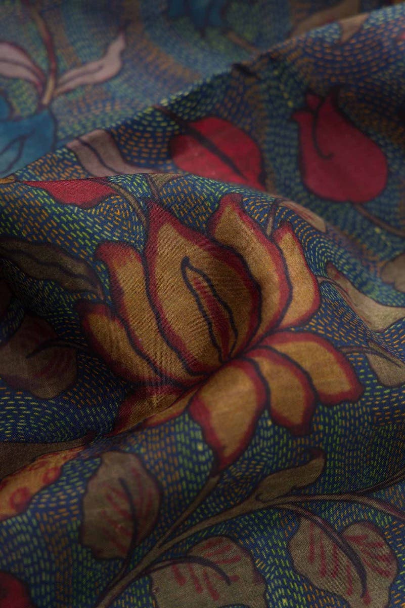 Blue Grey Dual Tone Kanjivaram Silk Saree - Image 4