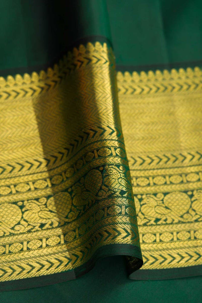 Blue Grey Dual Tone Kanjivaram Silk Saree - Image 6