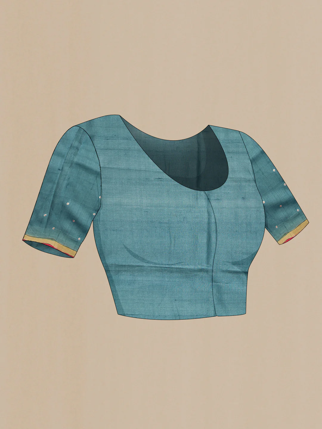 Blue Grey Dual Tone Tussar Silk Saree - Image 5