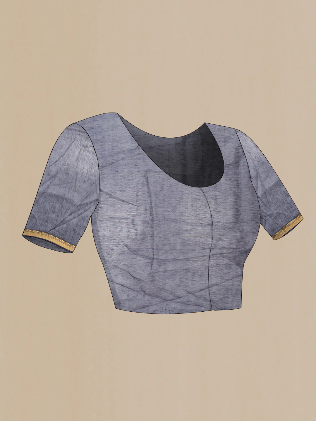 Blue Grey Linen Saree - Image 4