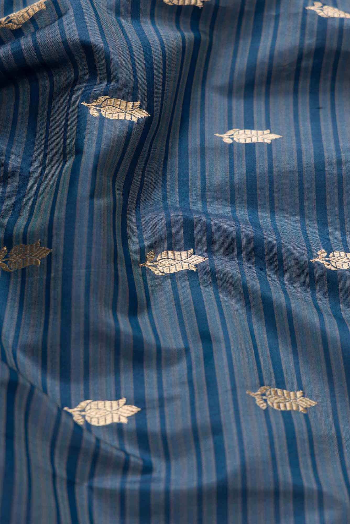 Blue Grey Dual Tone Tussar Silk Saree - Image 3