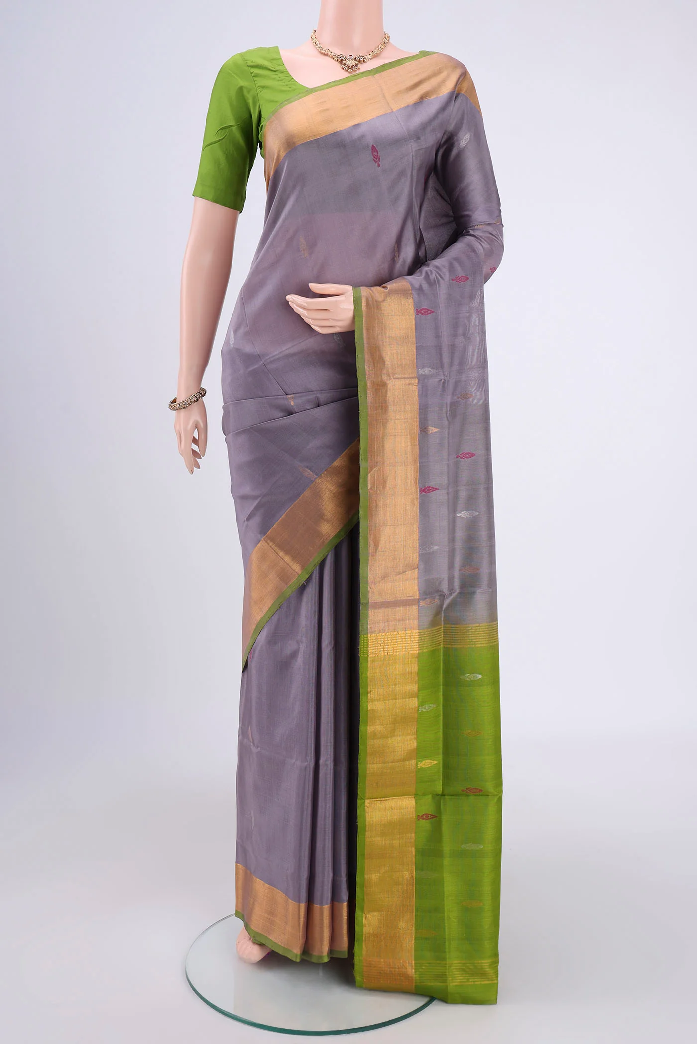 Blue Grey Uppada Silk Saree