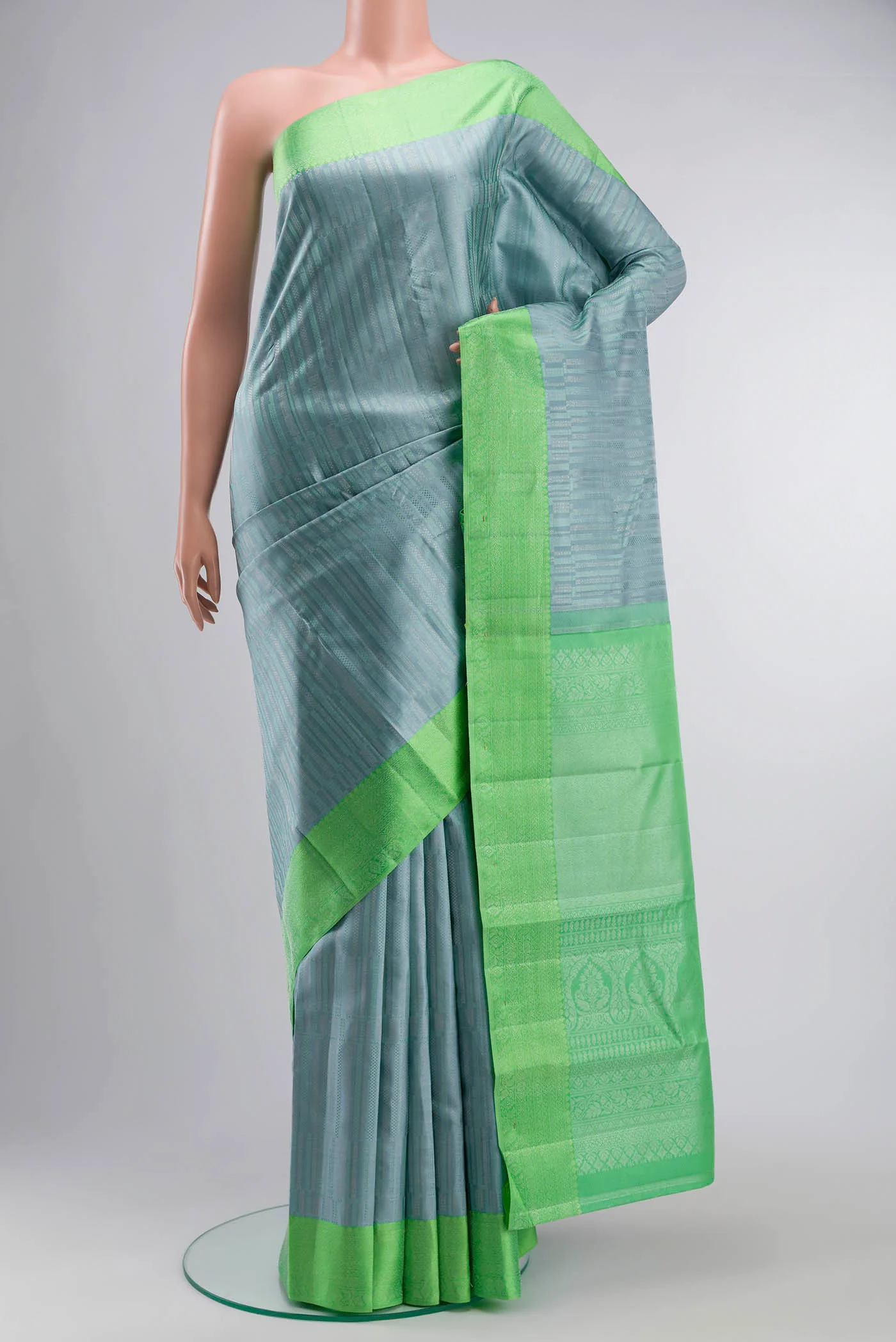 Blue Grey Kanjivaram Silk Saree