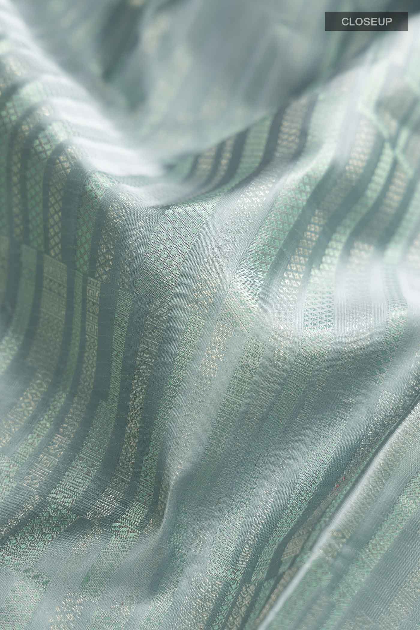 Blue Grey Kanjivaram Silk Saree - Image 2