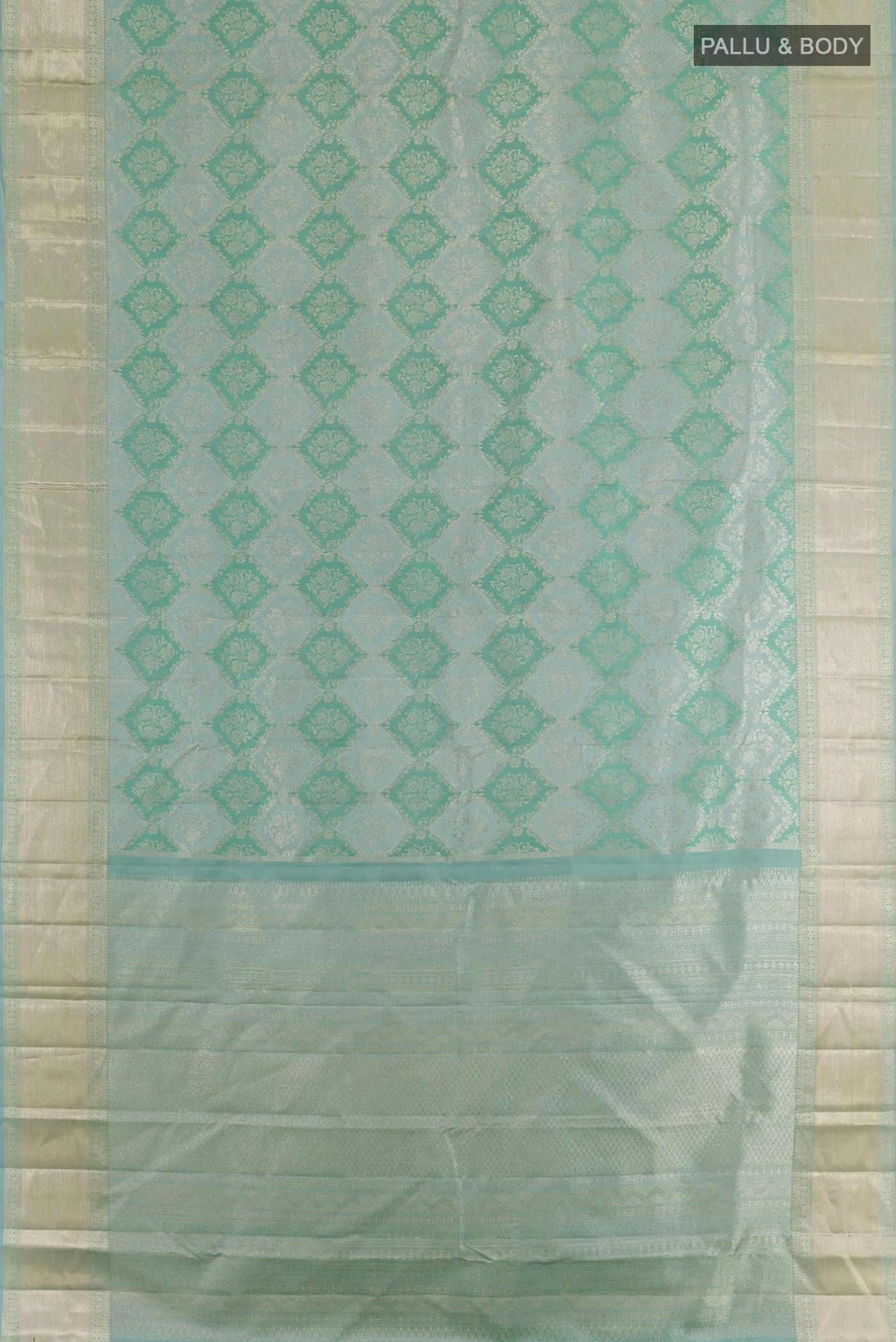 Blue Grey Kanjivaram Silk Saree - Image 5