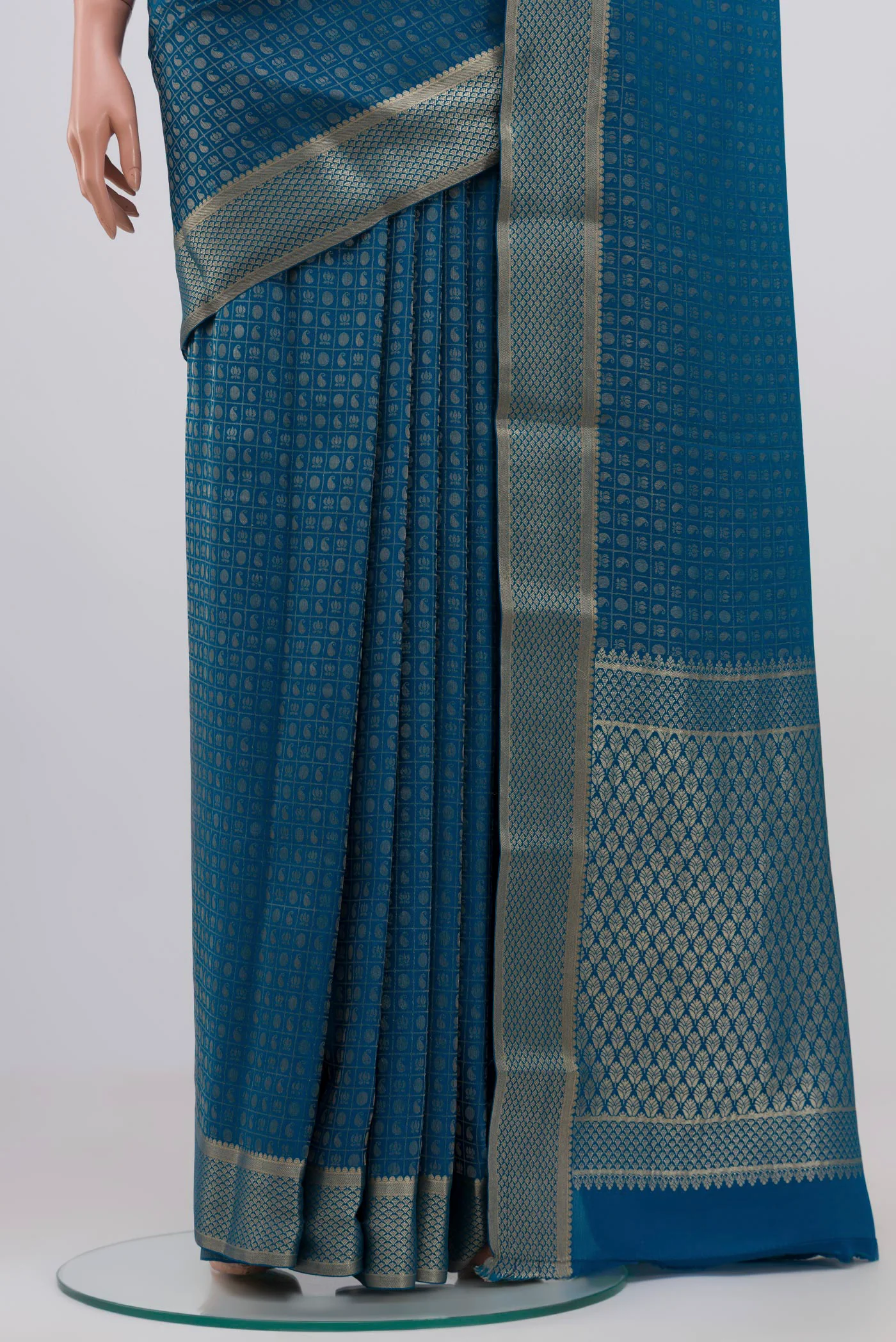 Blue Mysore Crepe Saree - Image 3