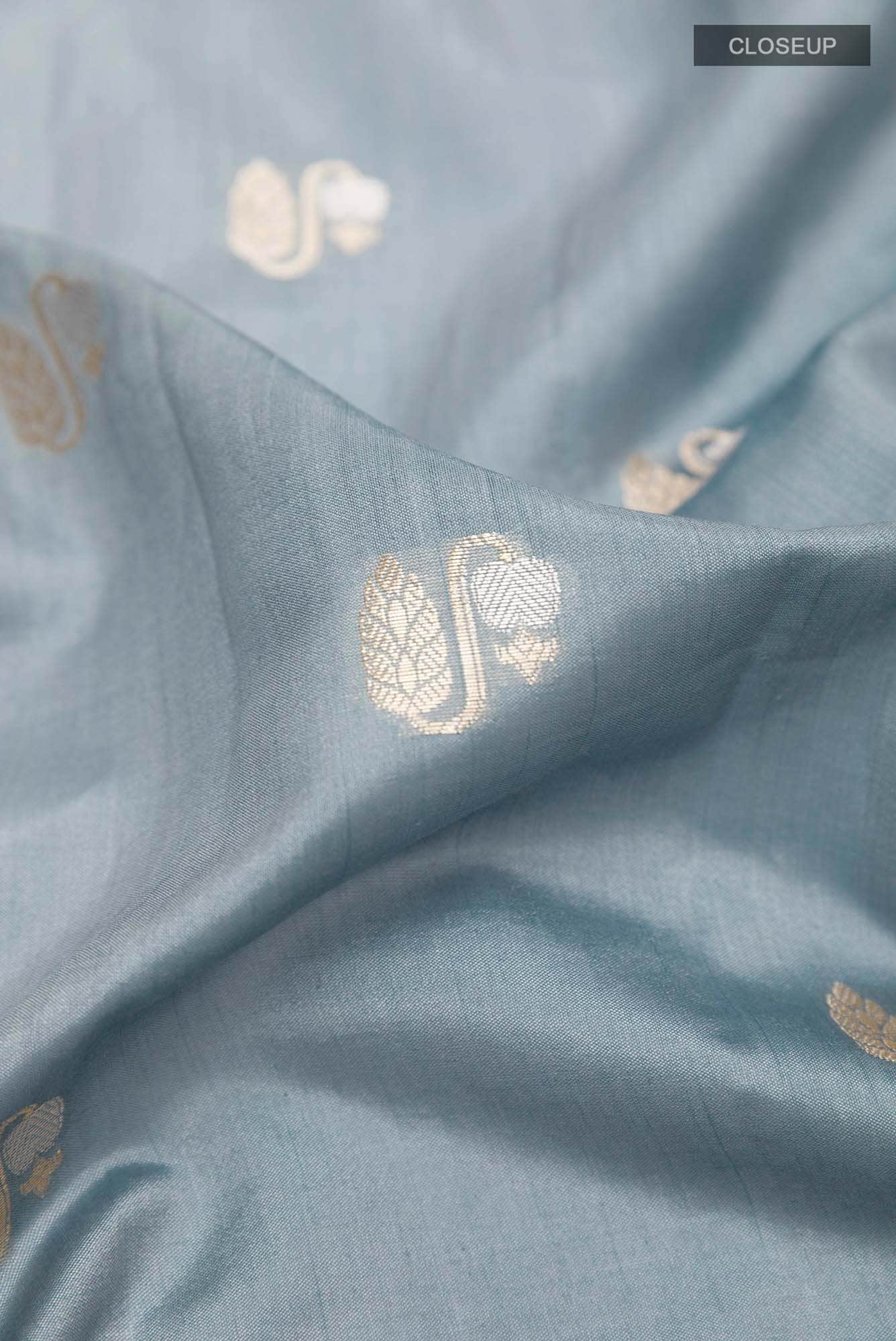 Blue Grey Tussar Saree - Image 2