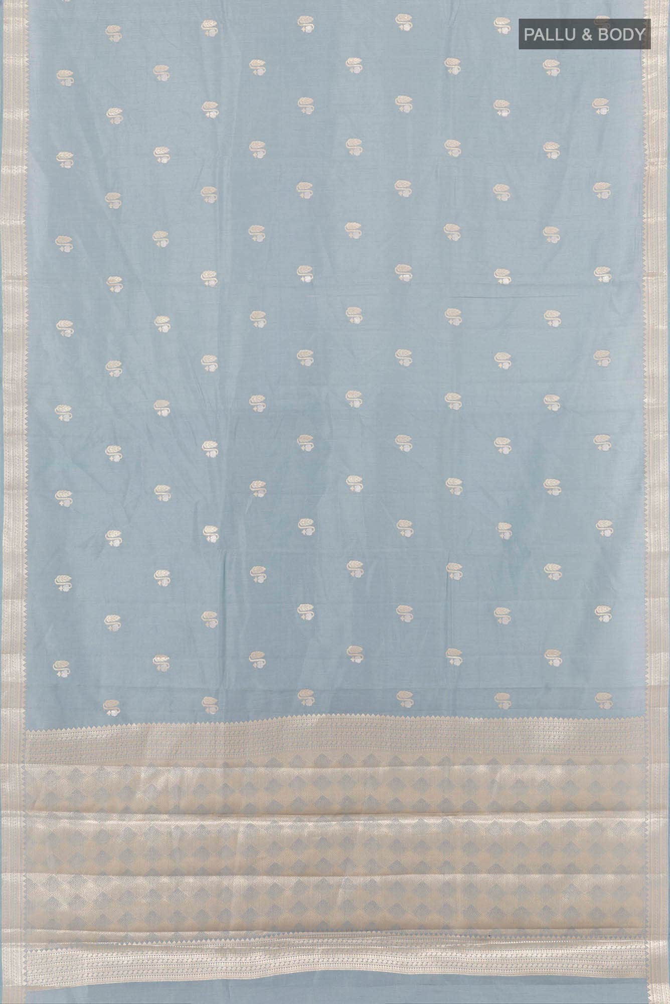 Blue Grey Tussar Saree - Image 3