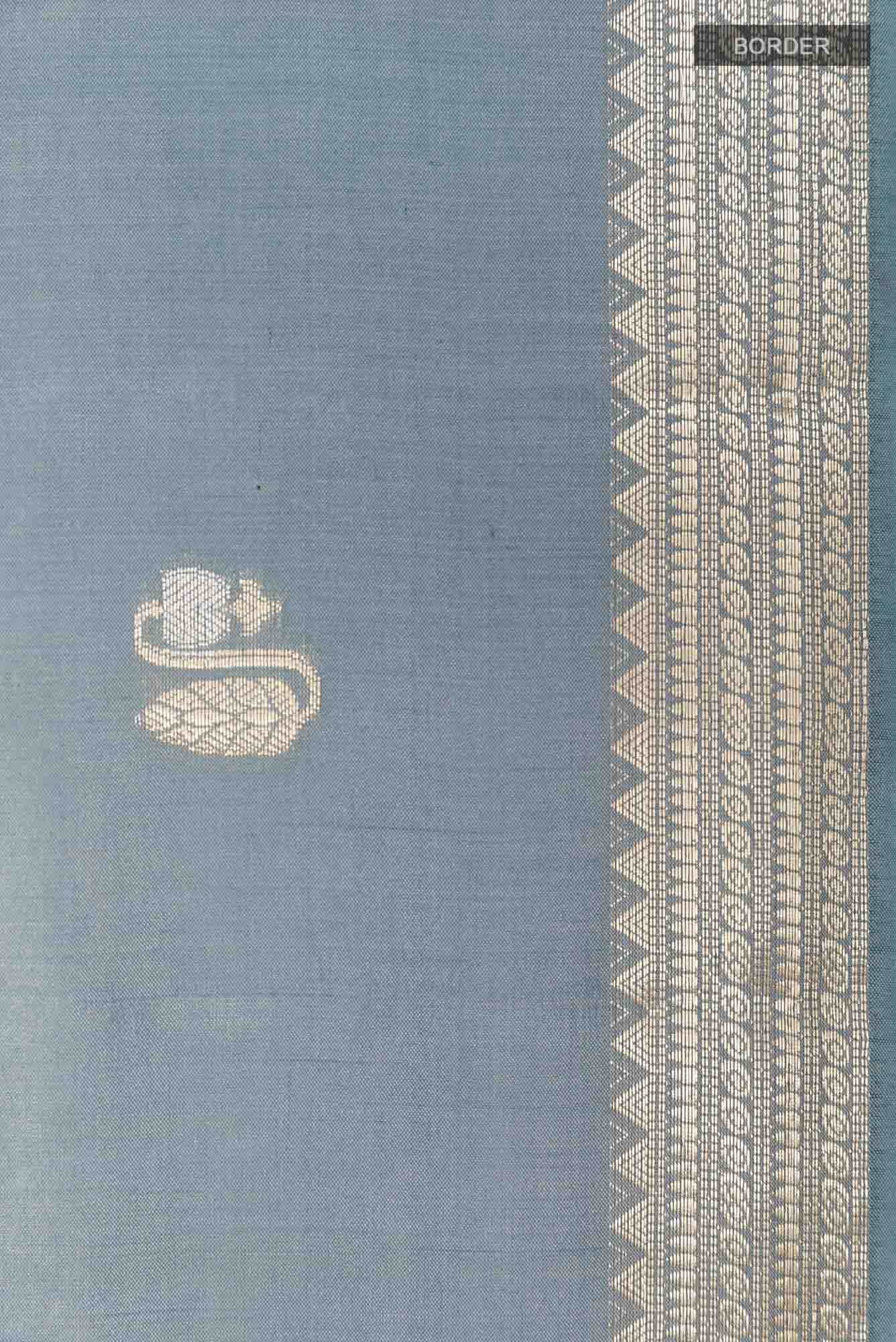 Blue Grey Tussar Saree - Image 4
