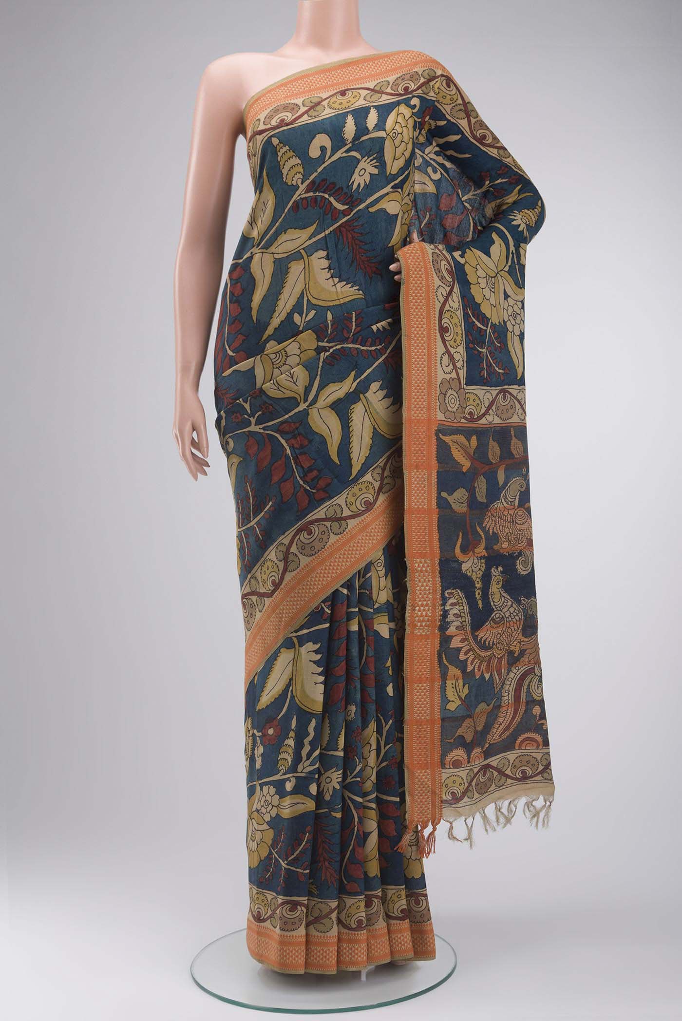 Blue Kalamkari Cotton Saree
