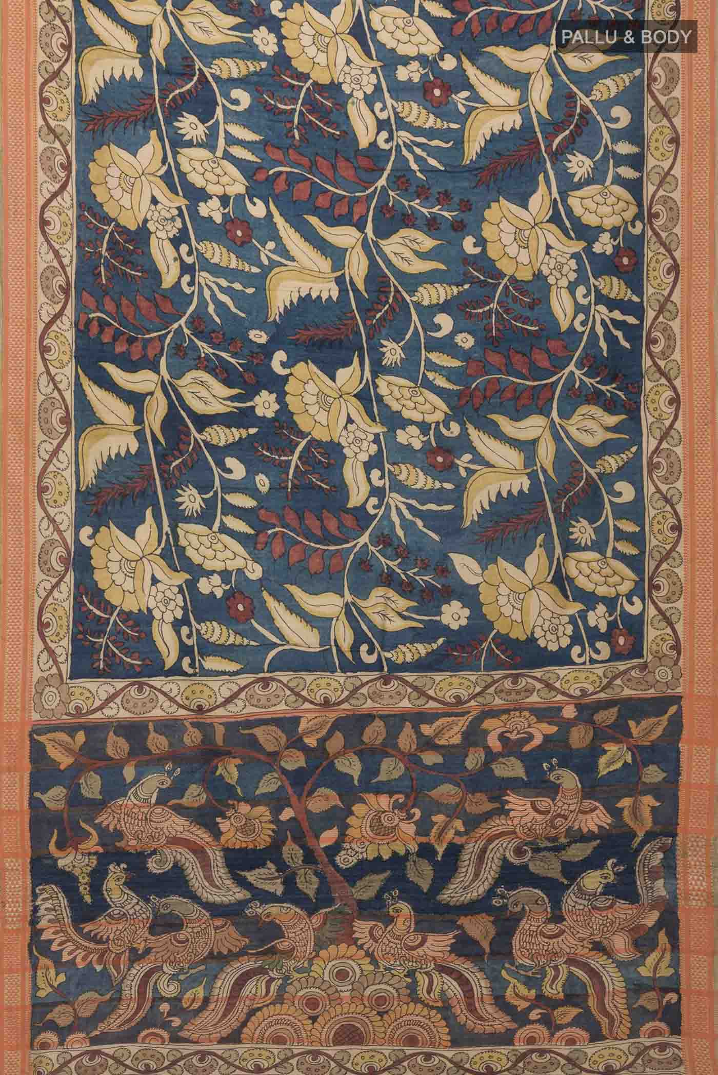 Blue Kalamkari Cotton Saree - Image 6