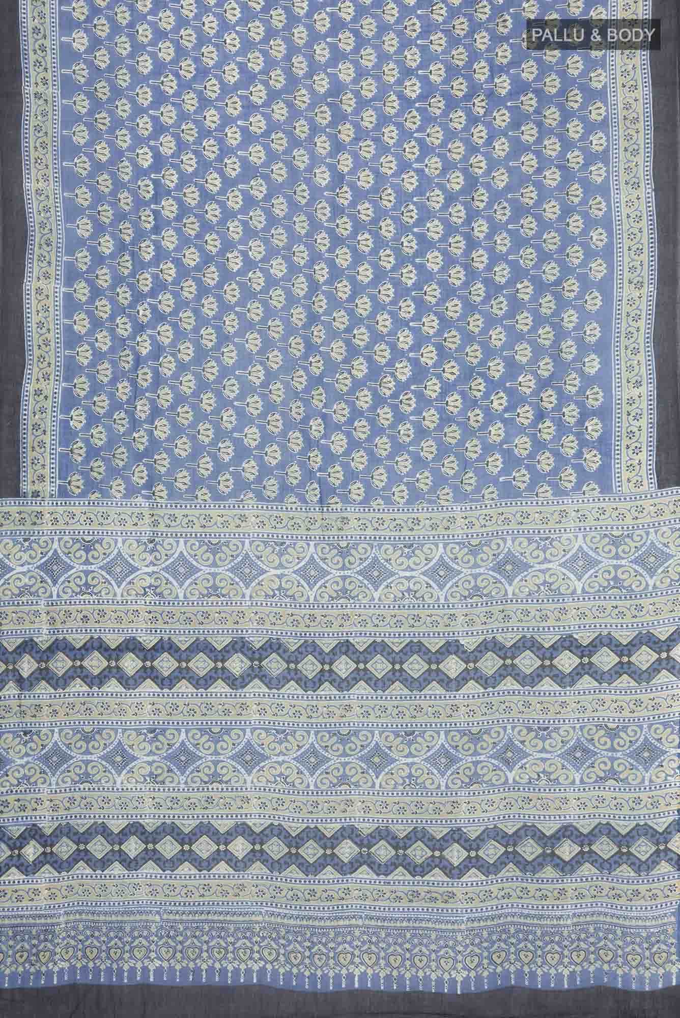 Blue Kalamkari Cotton Saree - Image 2