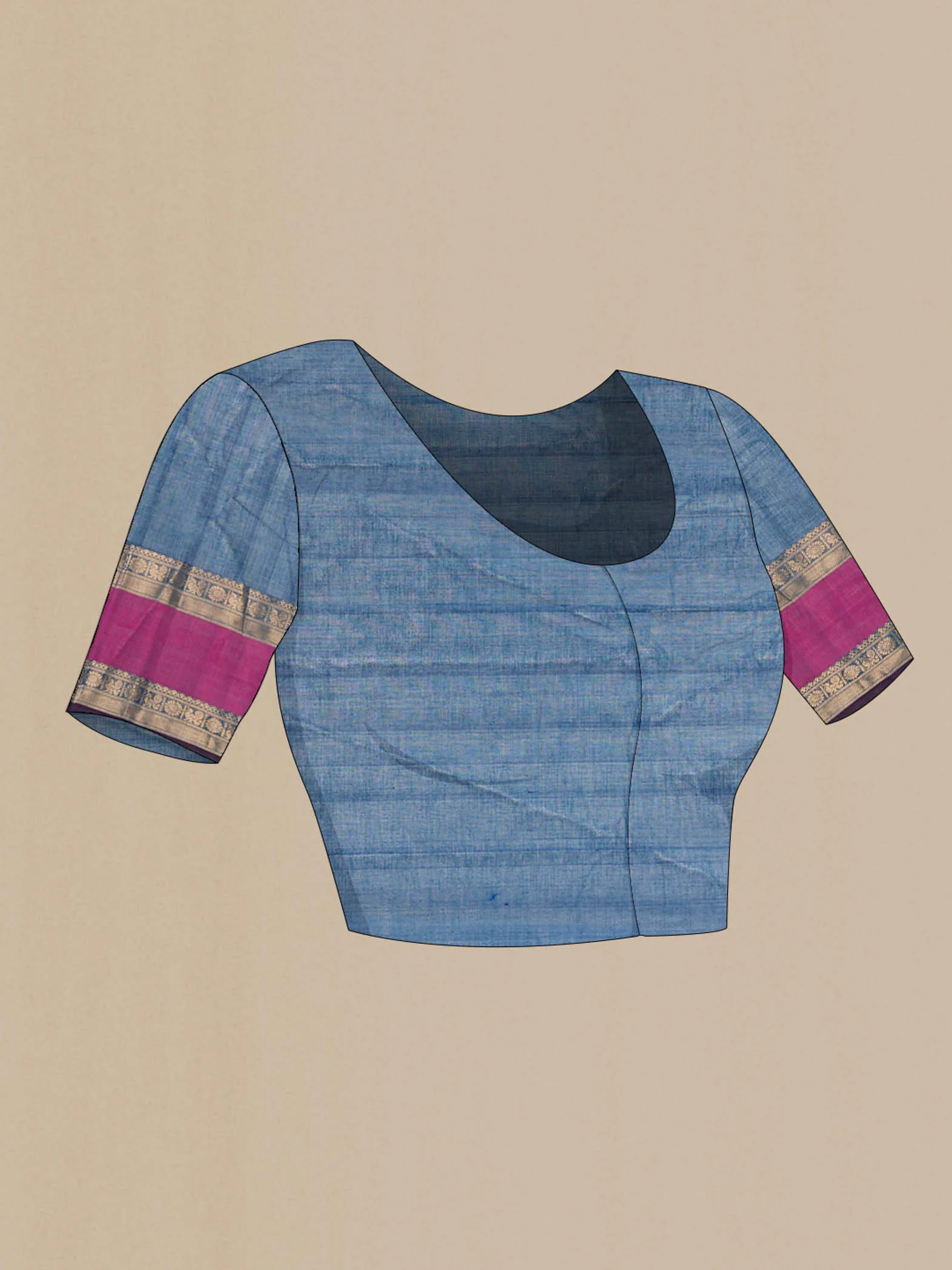 Blue Kanchi Cotton Saree - Image 2