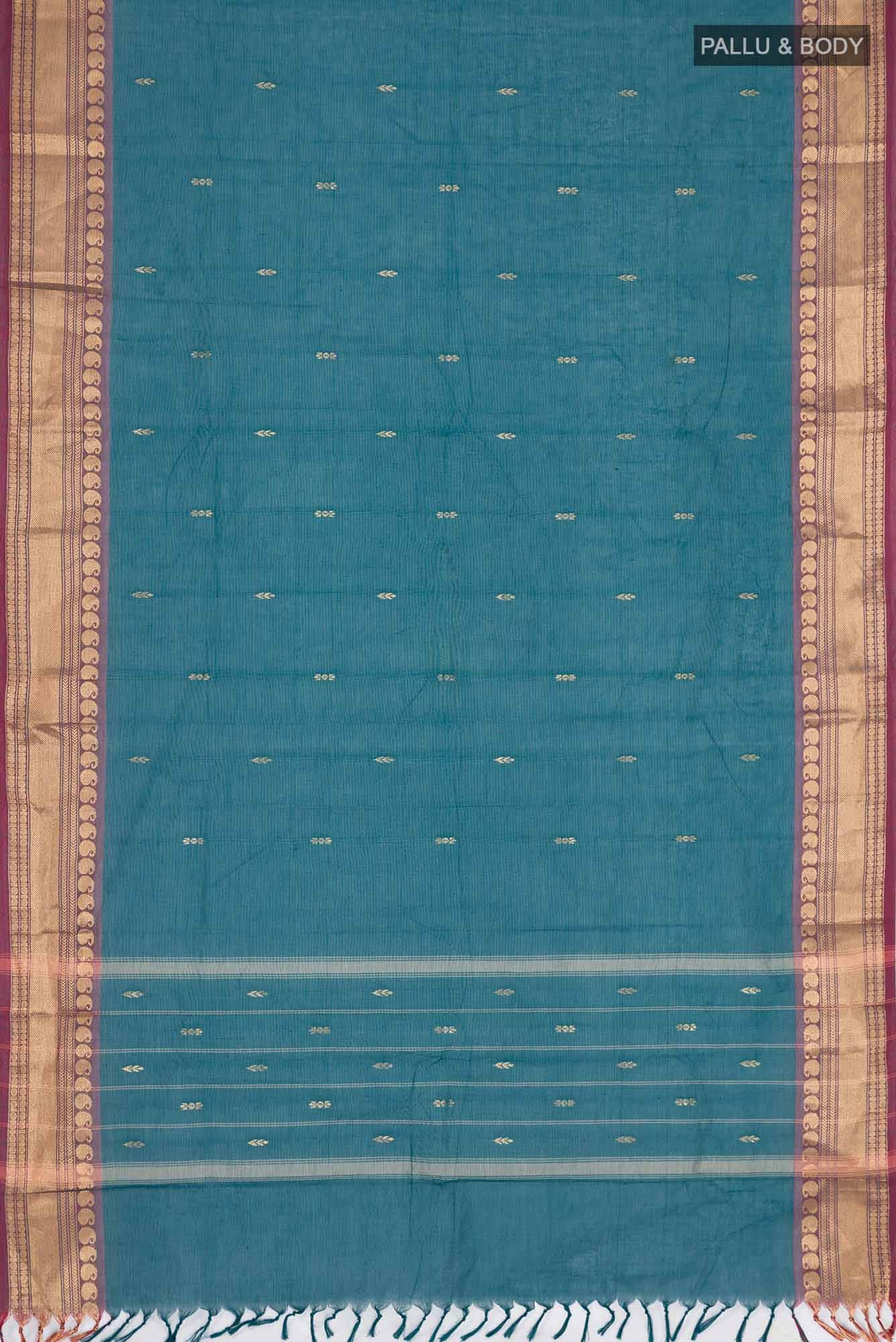 Blue Kanchi Cotton Saree - Image 4