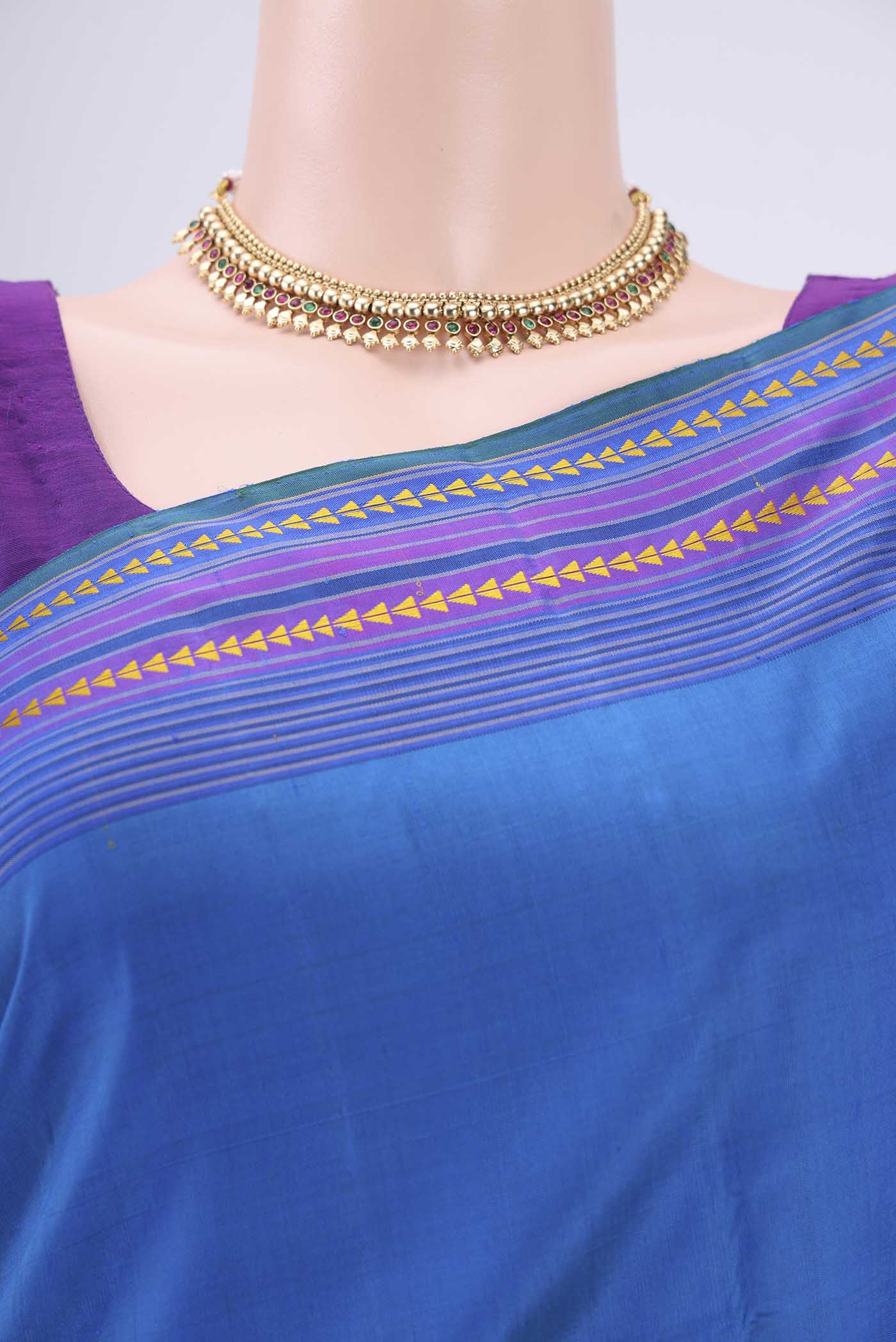 Blue Kanchipuram Silk Saree - Image 2