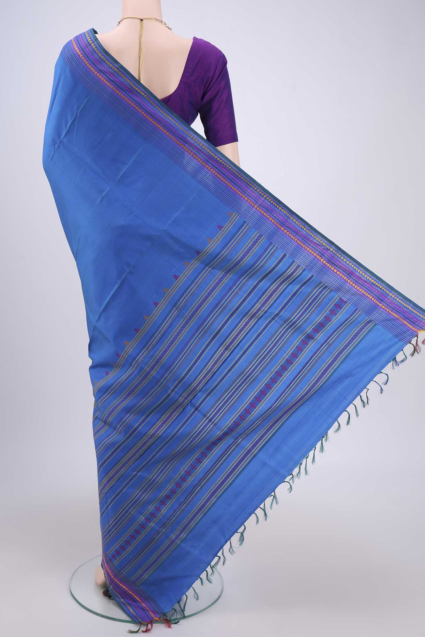 Blue Kanchipuram Silk Saree - Image 3