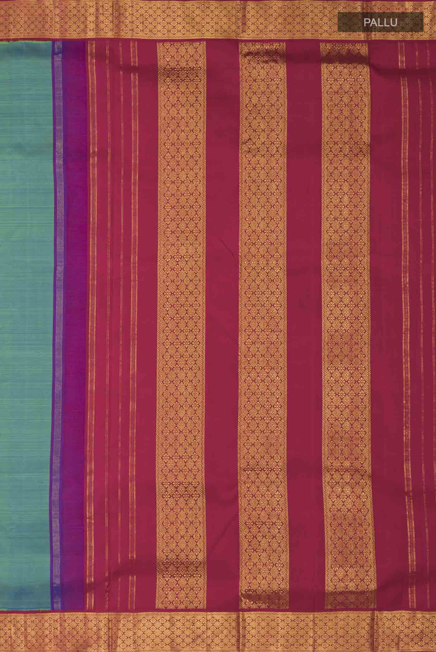 Blue Kanchipuram Silk Nine Yards Saree - Image 6