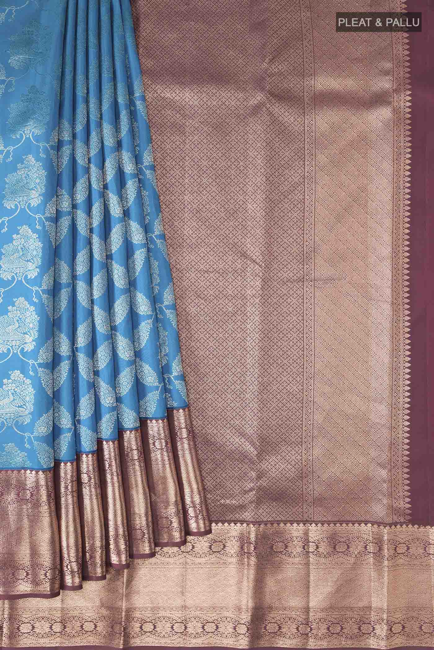 Blue Kanchipuram Silk Saree - Image 4