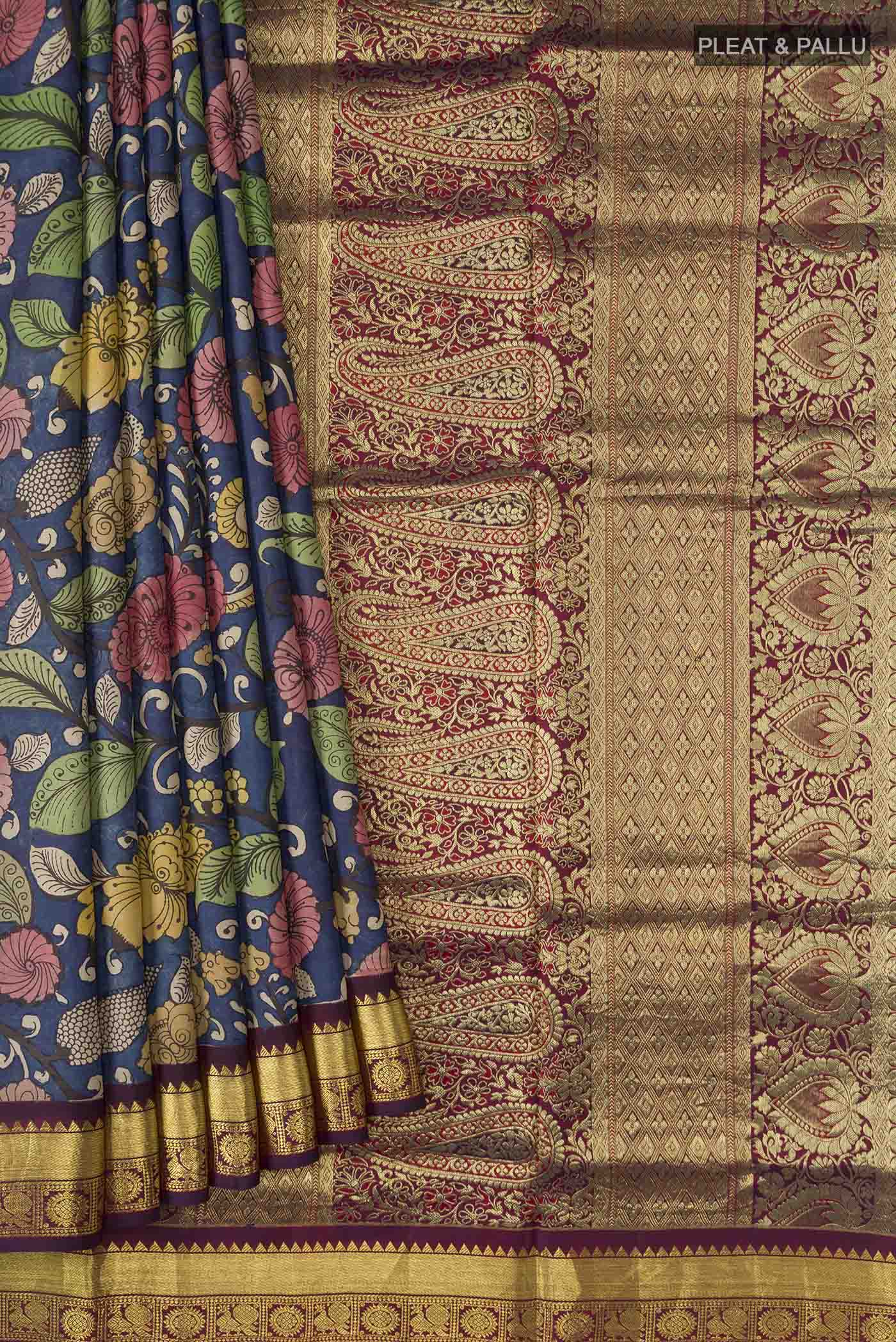 Blue Kanchipuram Silk Saree - Image 4