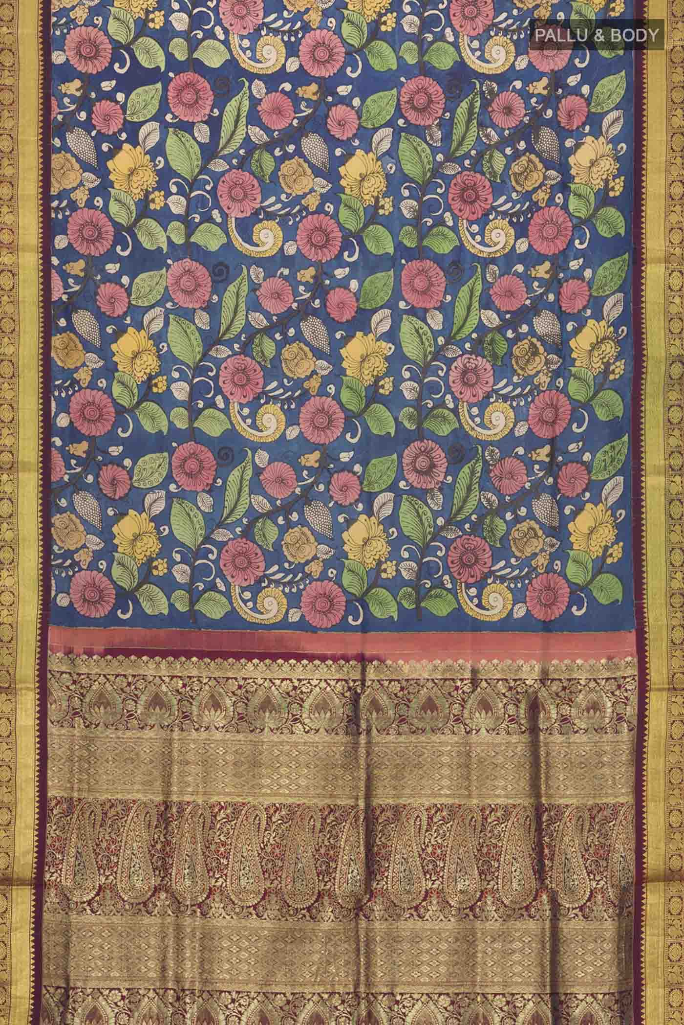 Blue Kanchipuram Silk Saree - Image 6