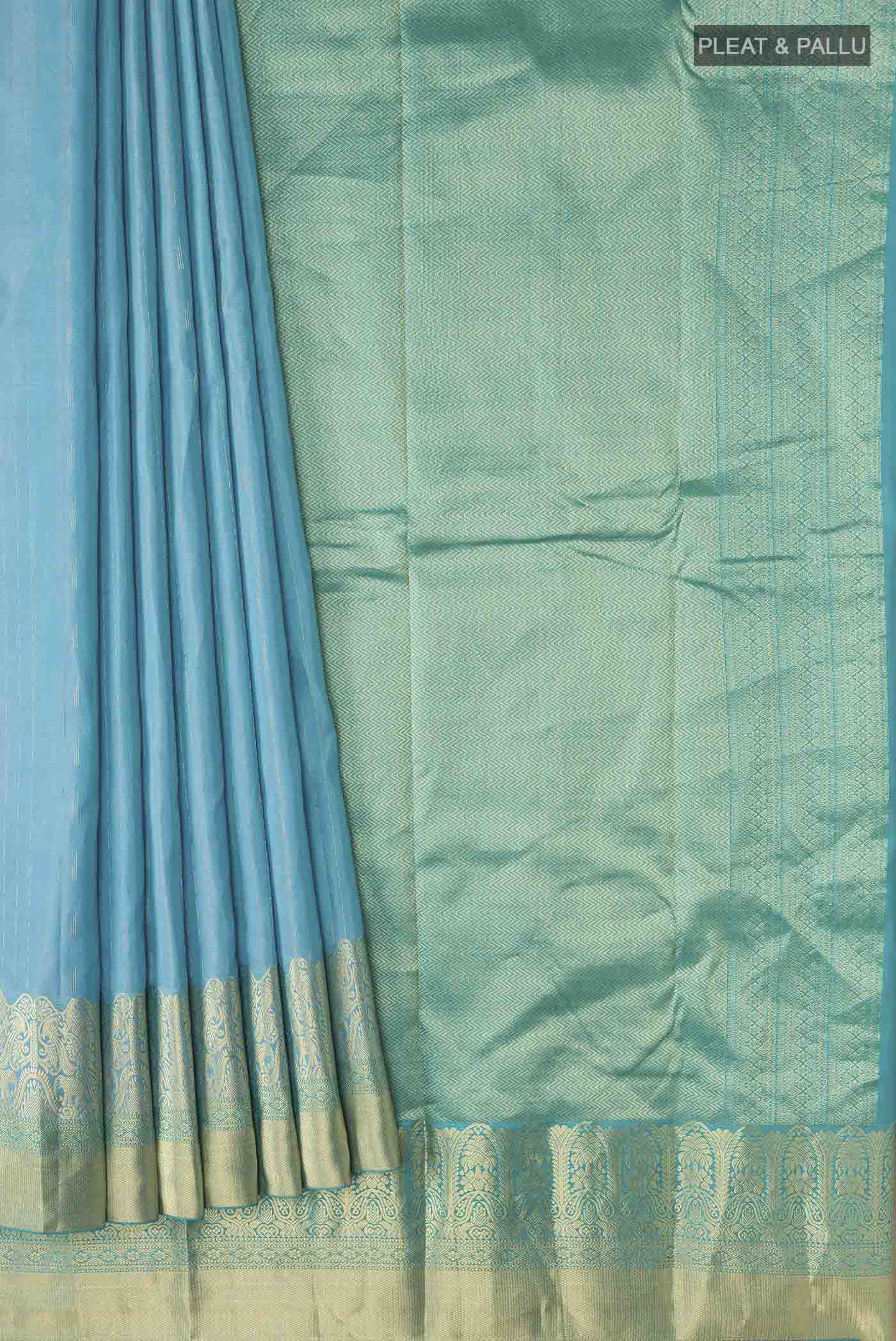 Blue Kanchipuram Silk Saree - Image 4