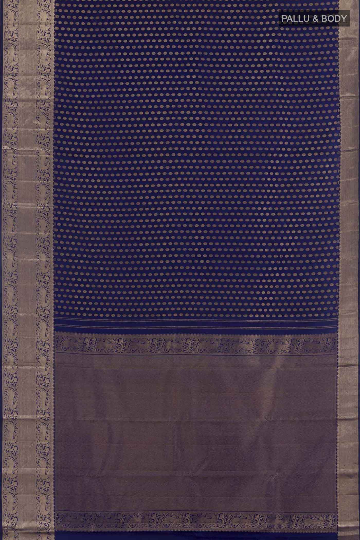Dark Blue Kanchipuram Silk Saree - Image 3