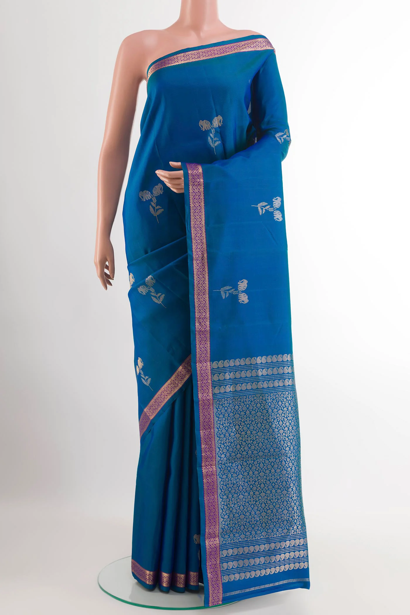 Blue Kanchipuram Silk Saree