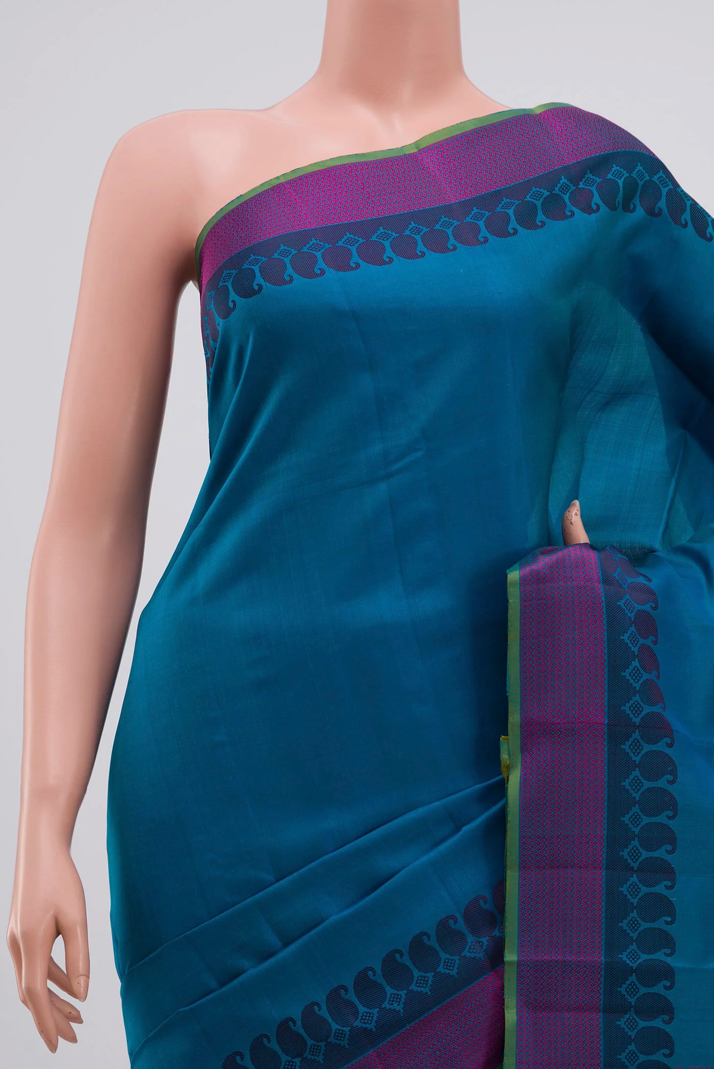 Blue Kanchipuram Silk Saree - Image 2